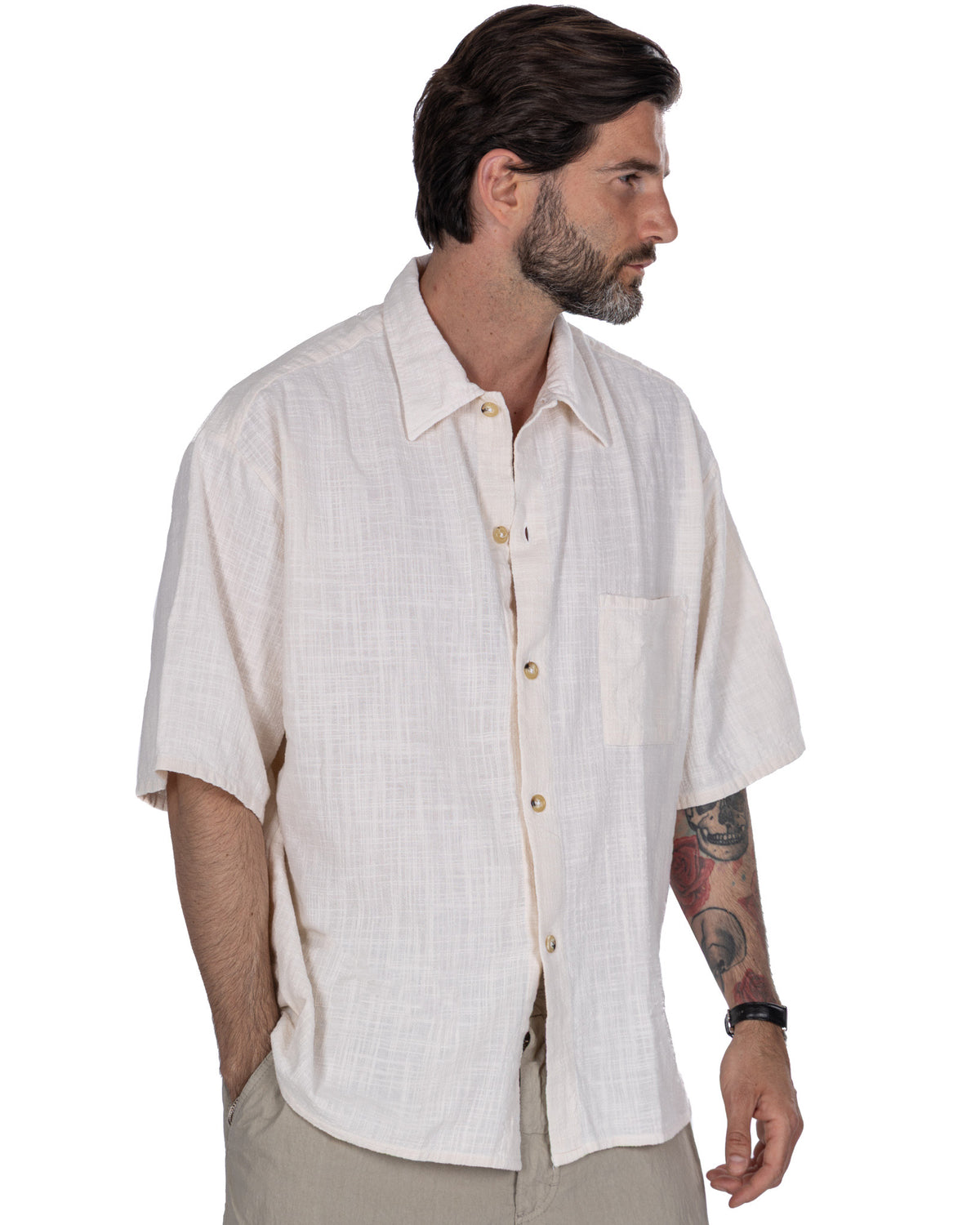 Madeira - cream oversized woven shirt