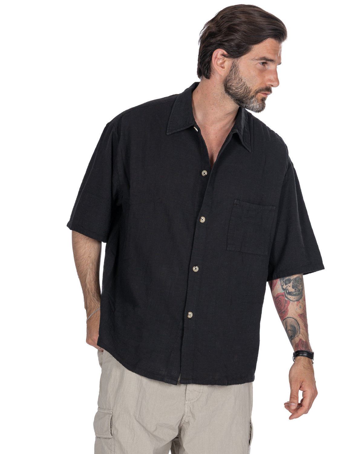 Madeira - Black Oversized Woven Shirt
