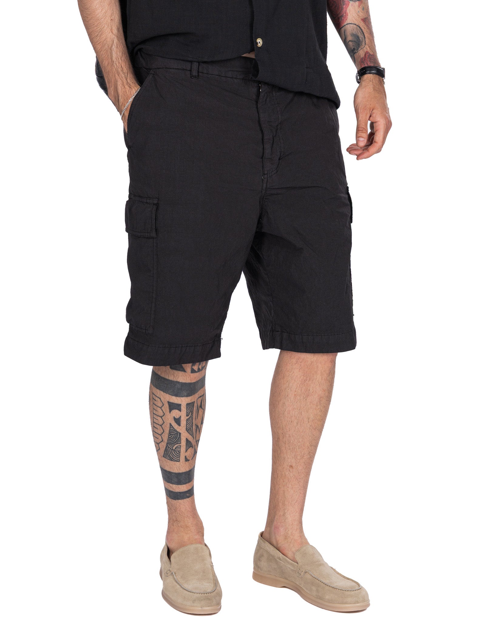 Hunter - bermuda cargo armado negro