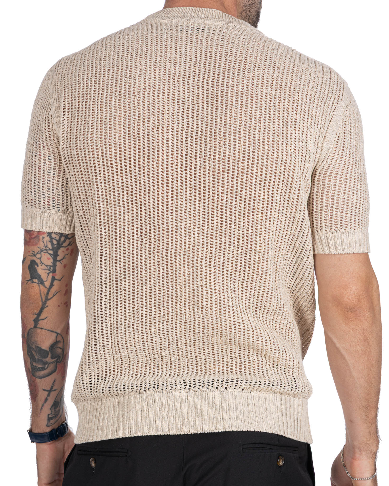 Grigor - camiseta oversize perforada beige