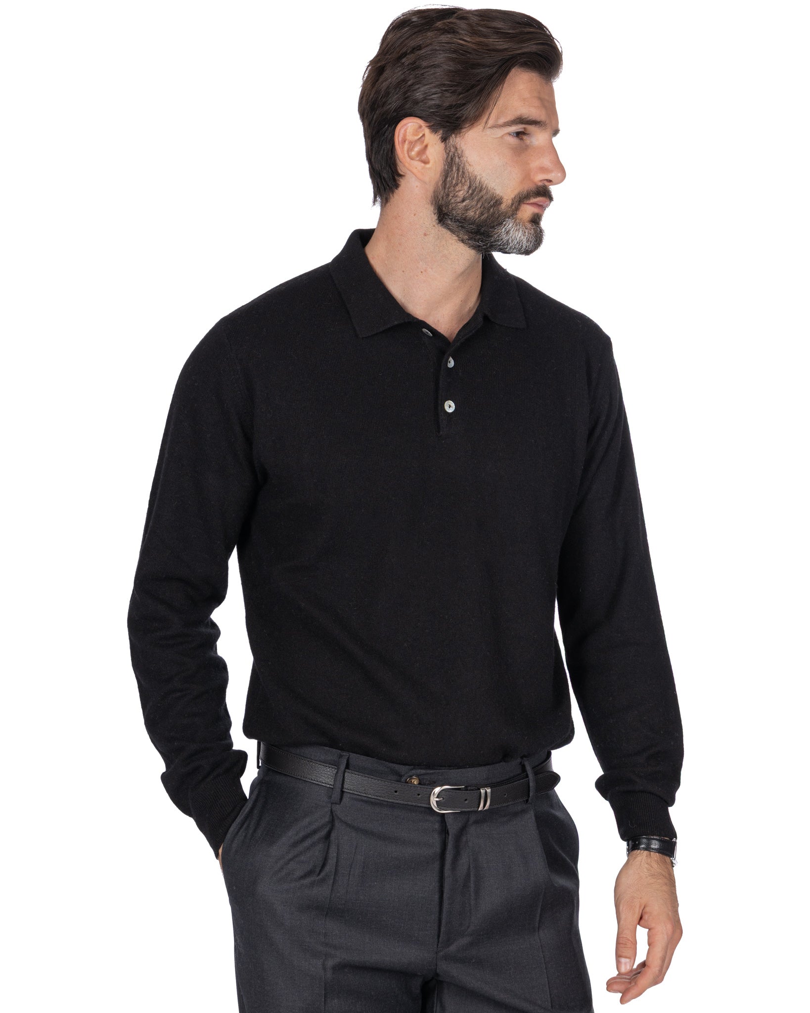 Polo Tiger de mezcla de cachemir negra