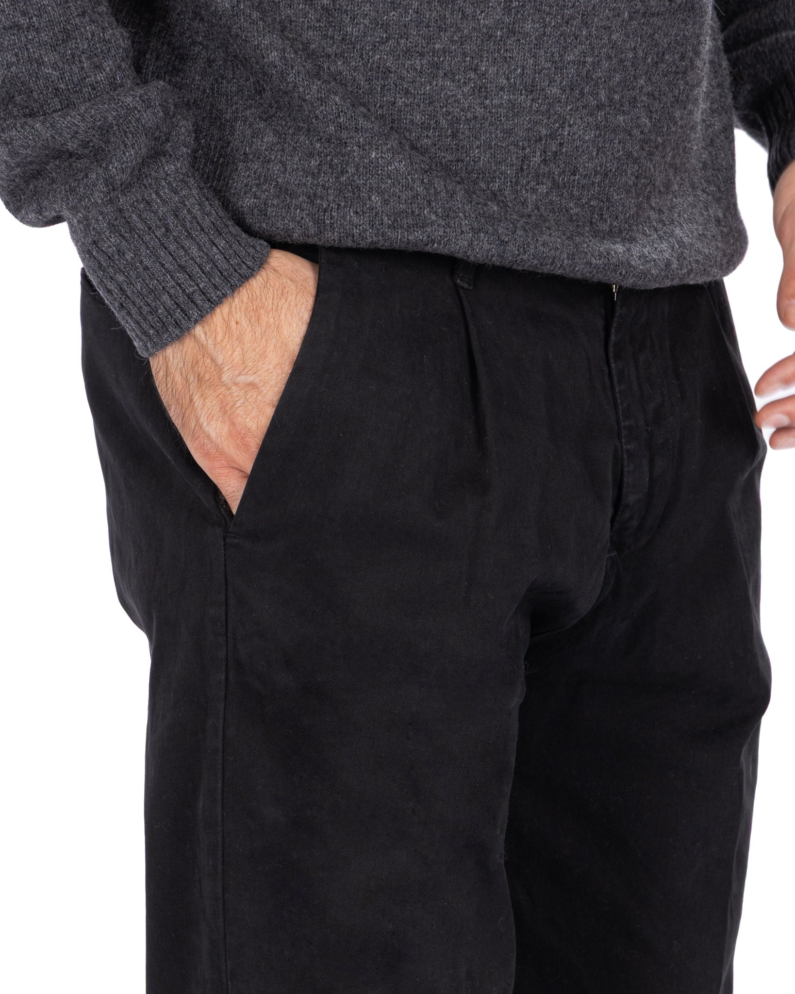Seath - pantalón ancho de algodón negro