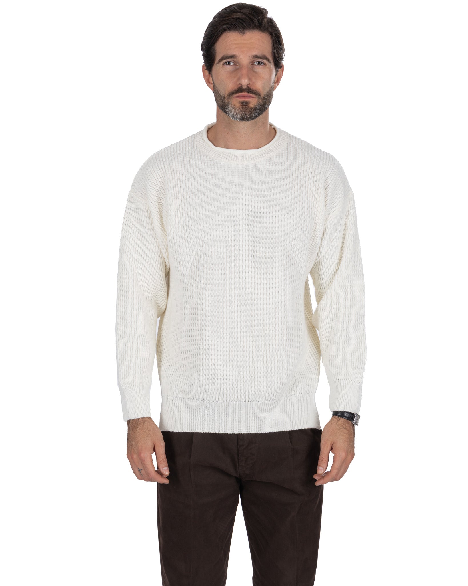 Jersey Sven de canalé color crema