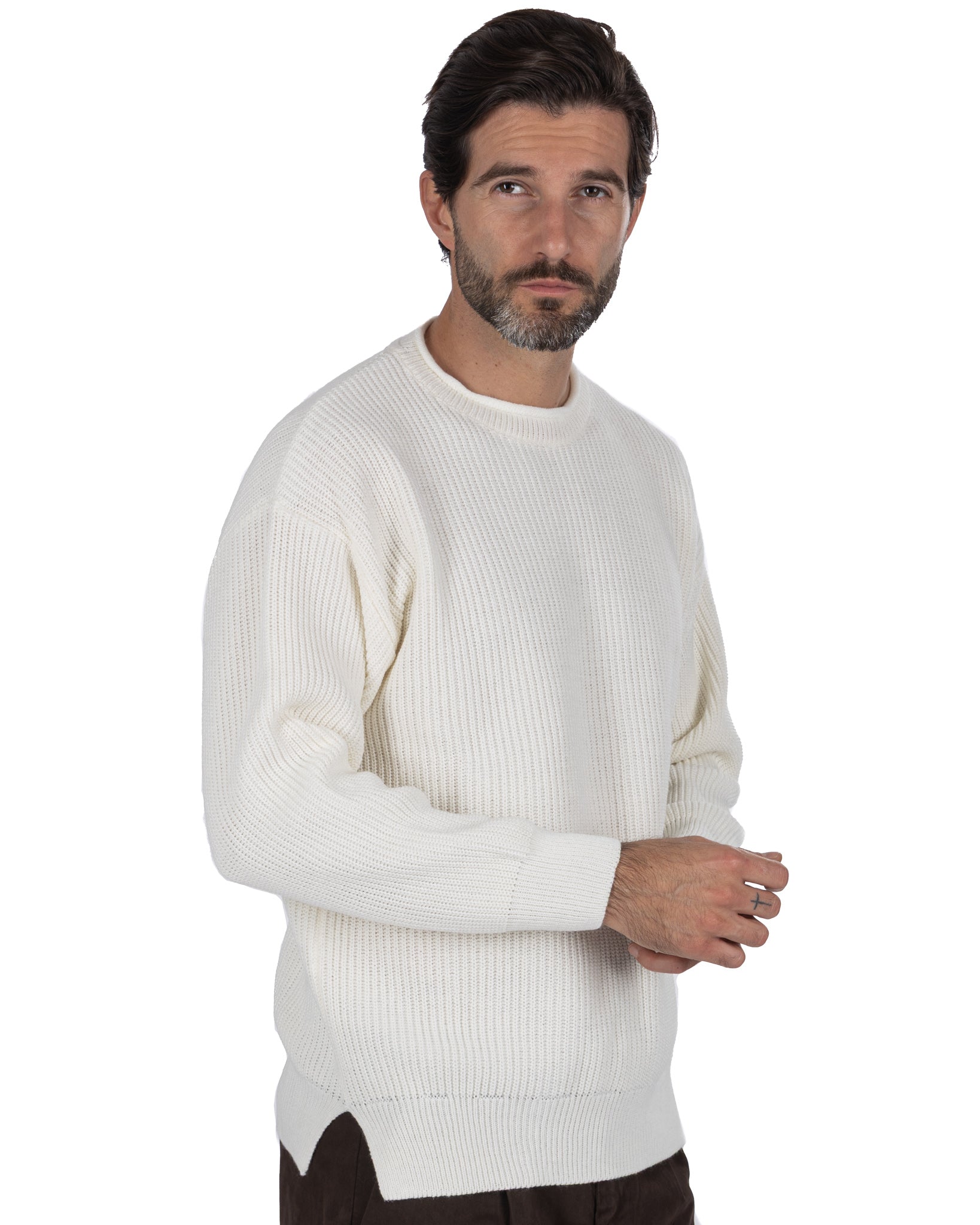 Jersey Sven de canalé color crema