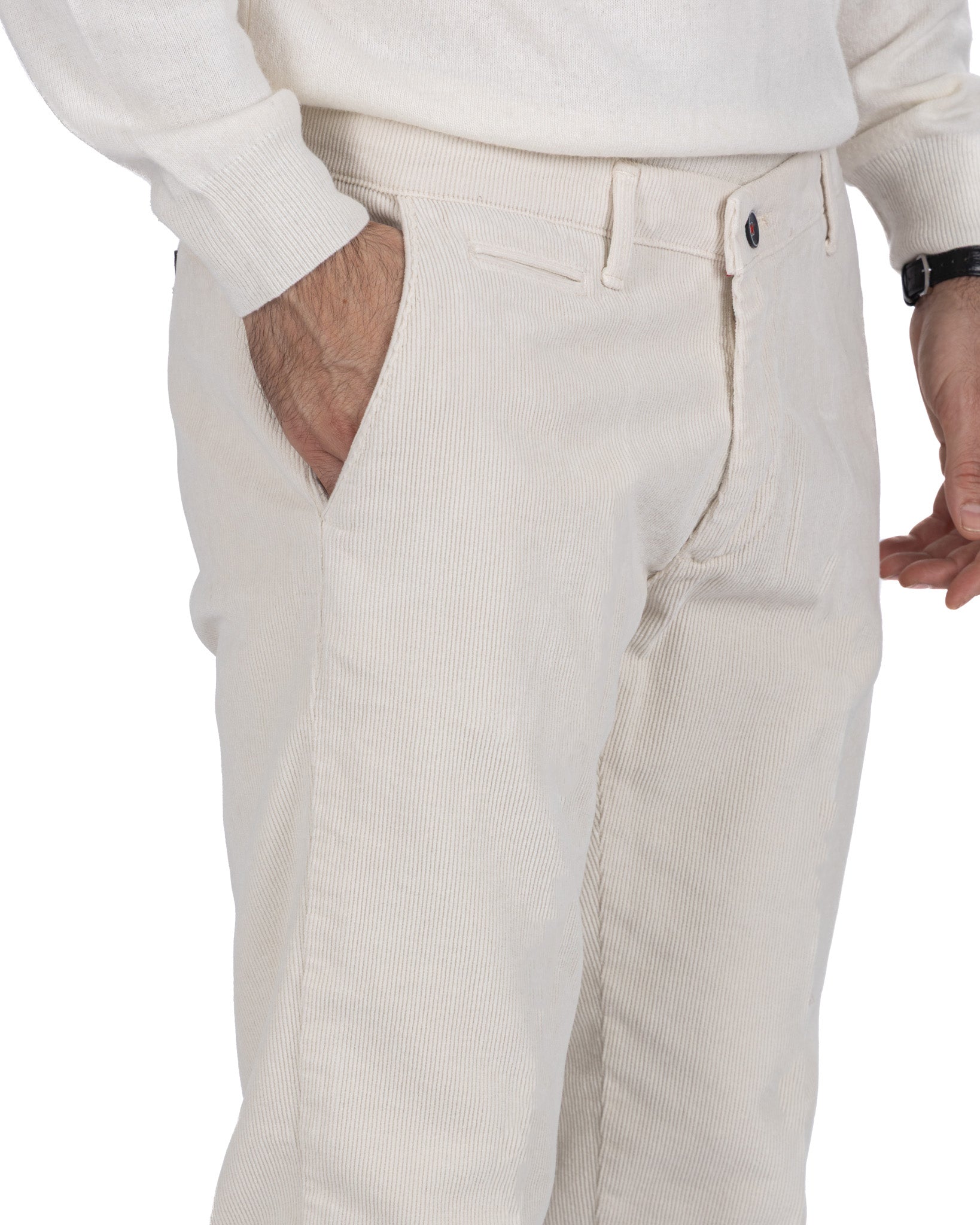 Pantalón Harlan de terciopelo color crema