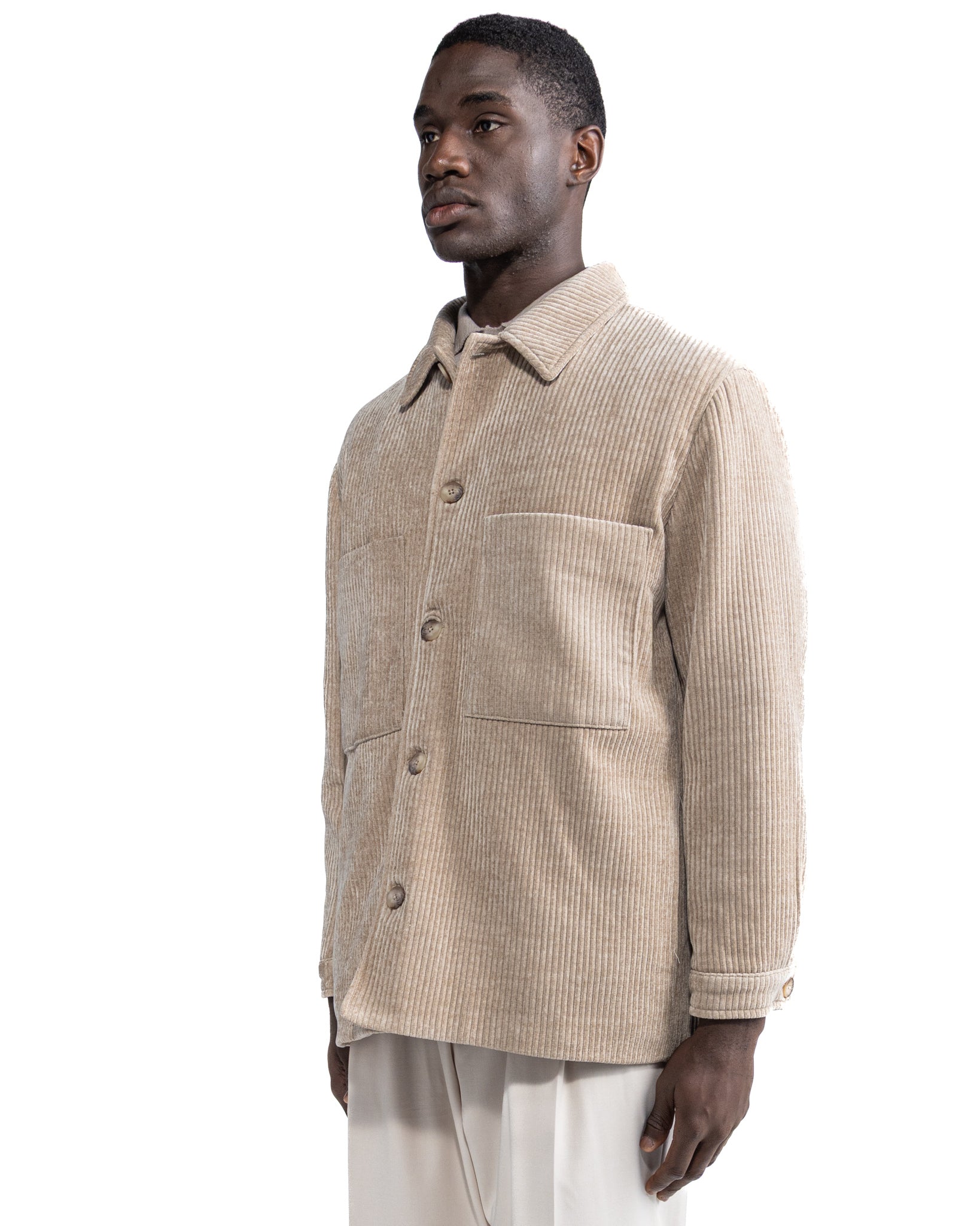 Jeremie Oversized Jacket in Beige Velvet