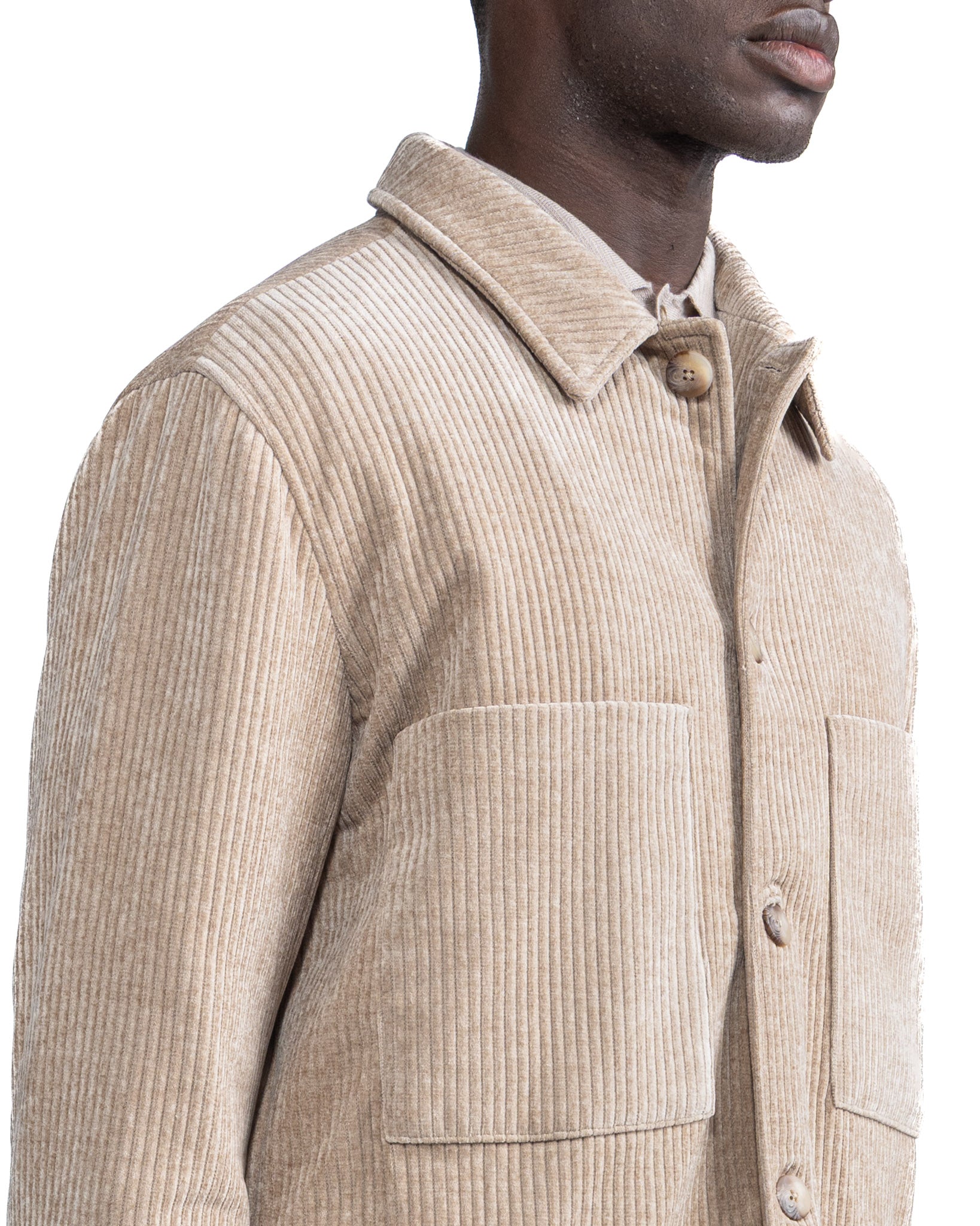 Jeremie Oversized Jacket in Beige Velvet