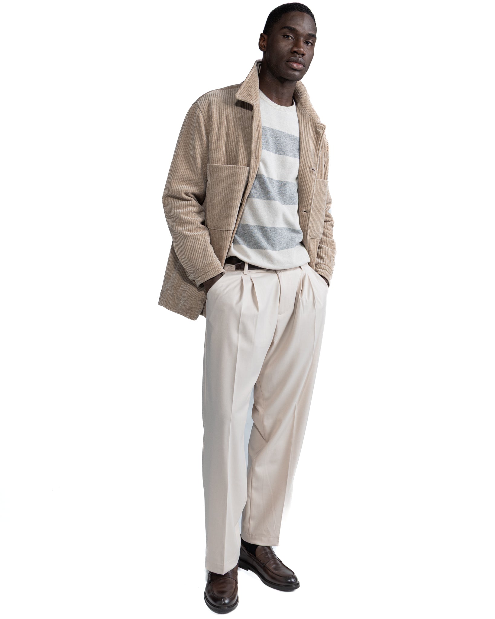 Jeremie Oversized Jacket in Beige Velvet