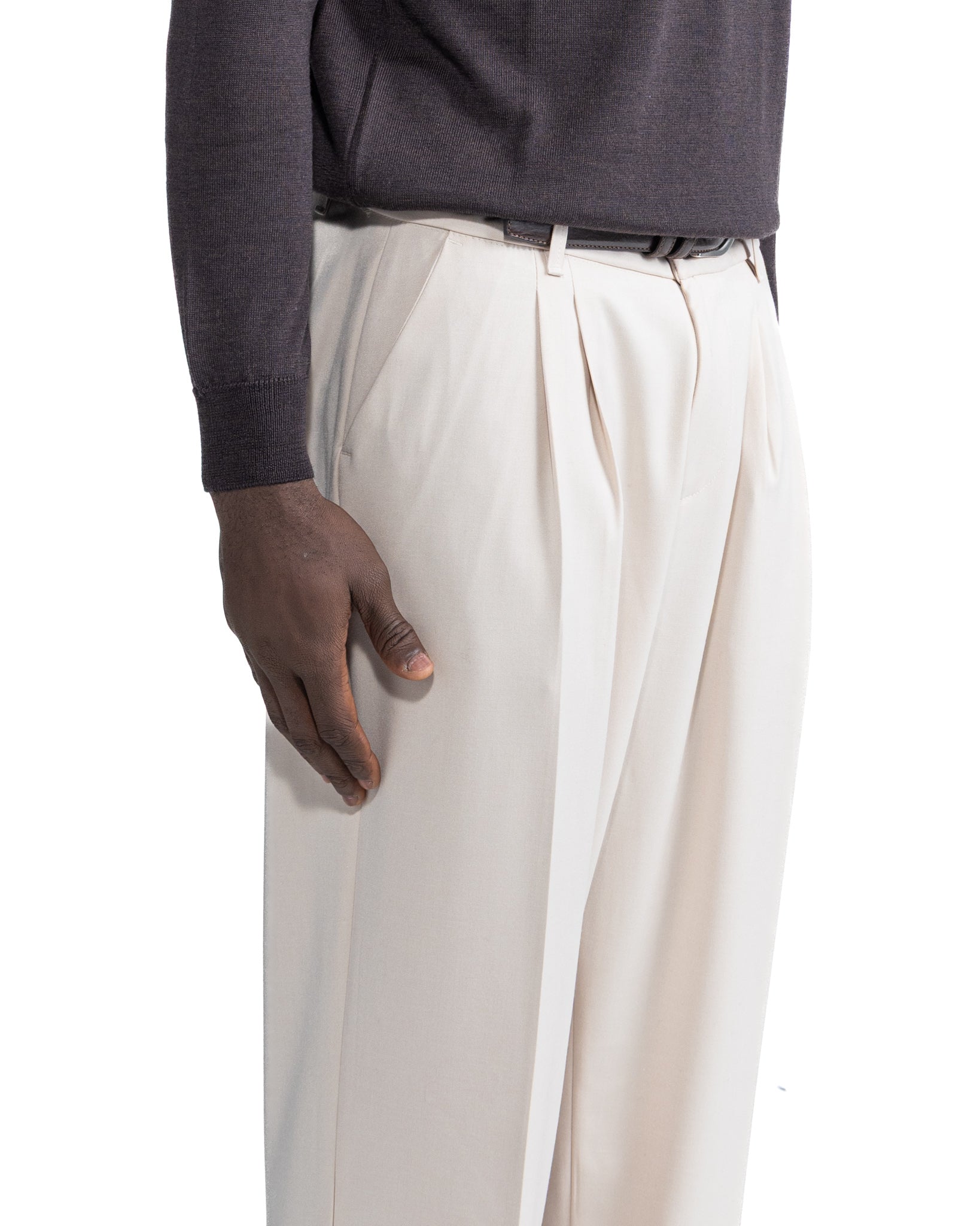 Kevin cream wide trousers