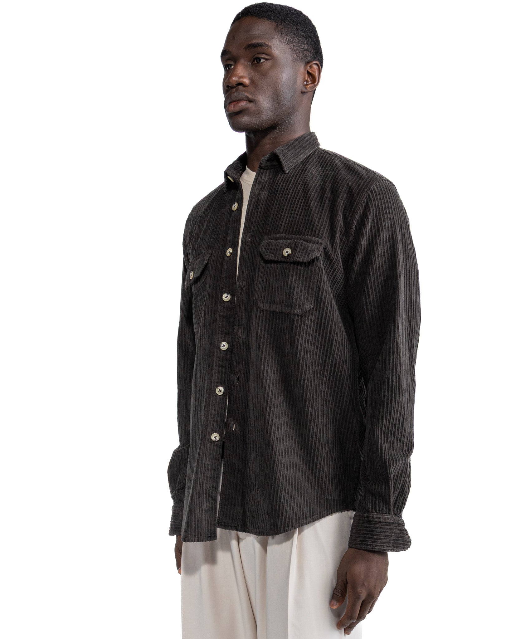Camisa Atlantis de terciopelo marrón