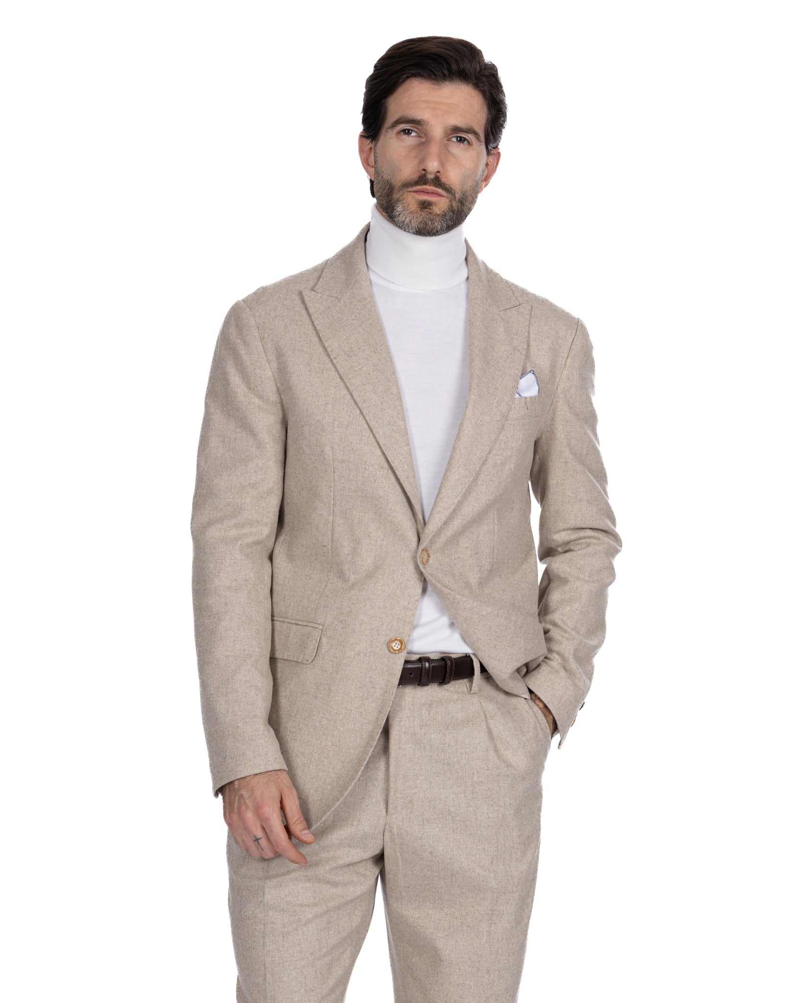 Olympus beige flannel dress