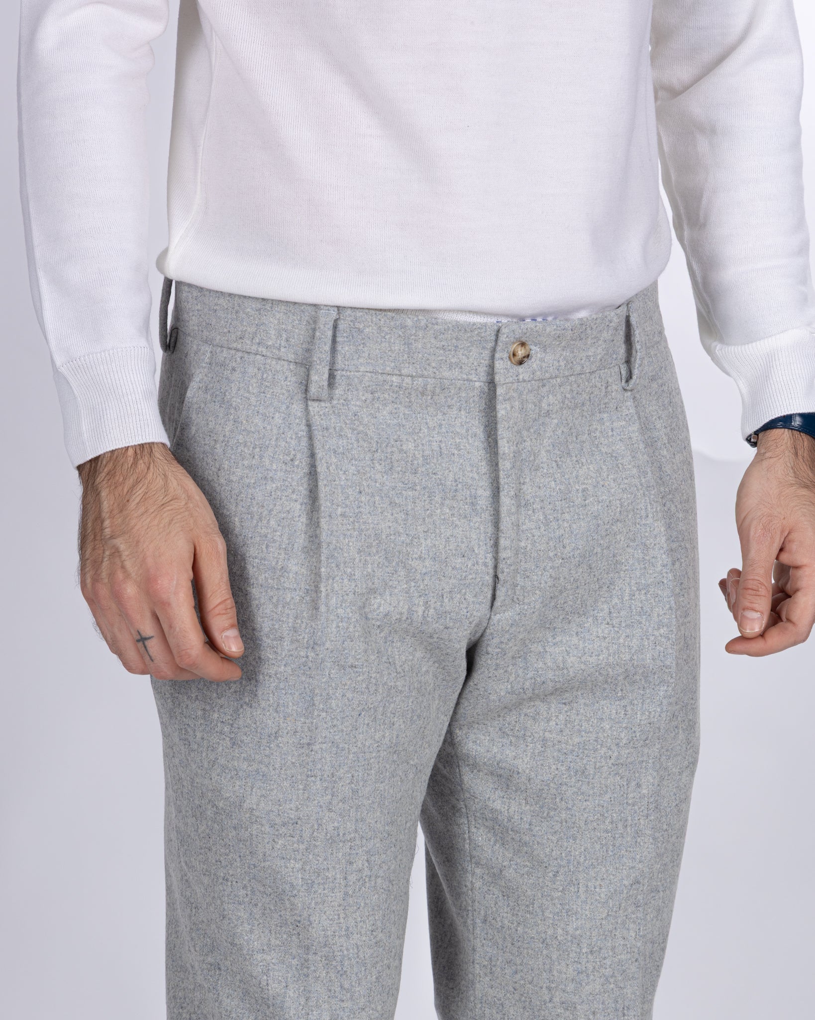 Leica grey flannel trousers