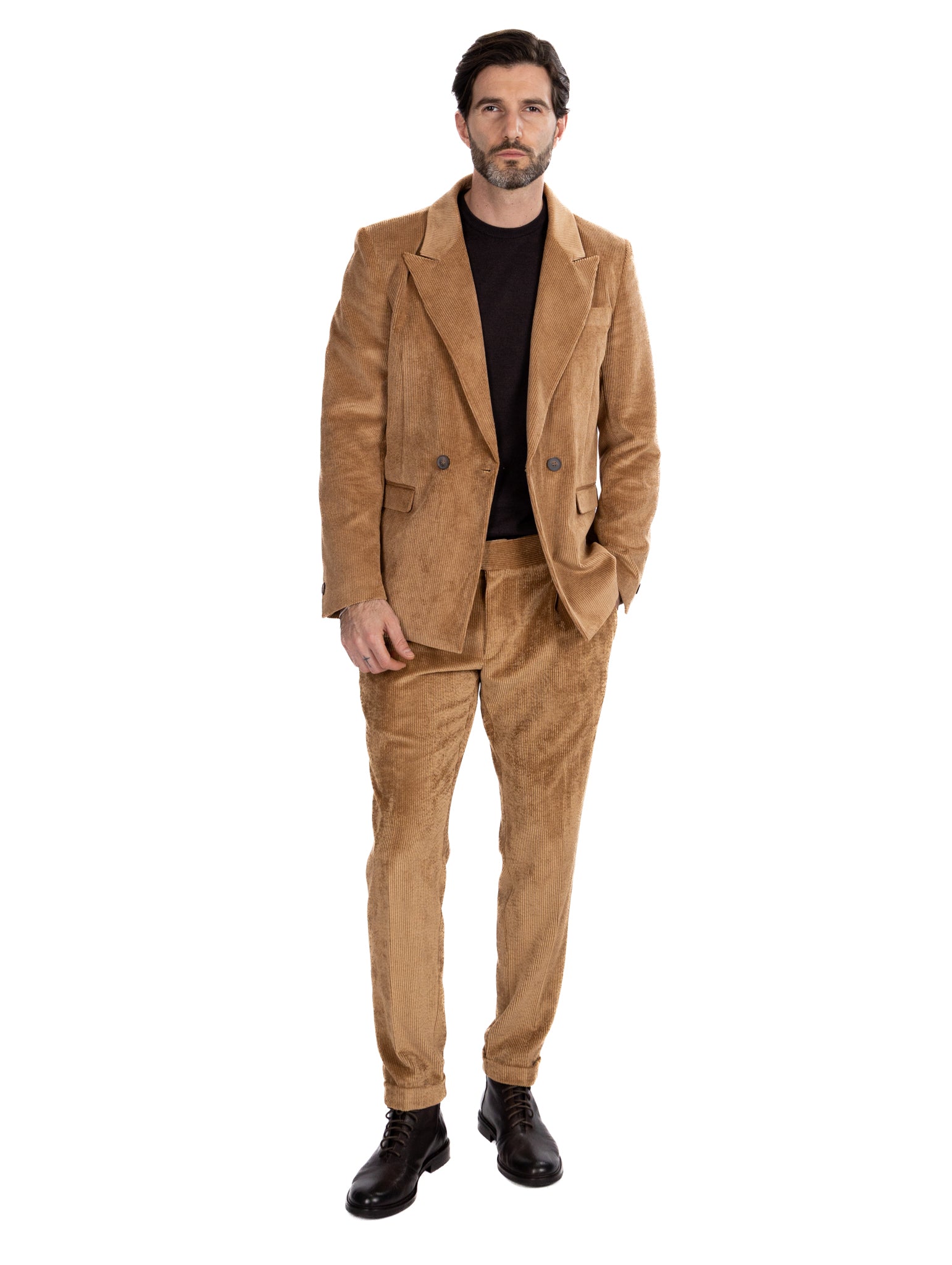 Bond jacket in camel velvet