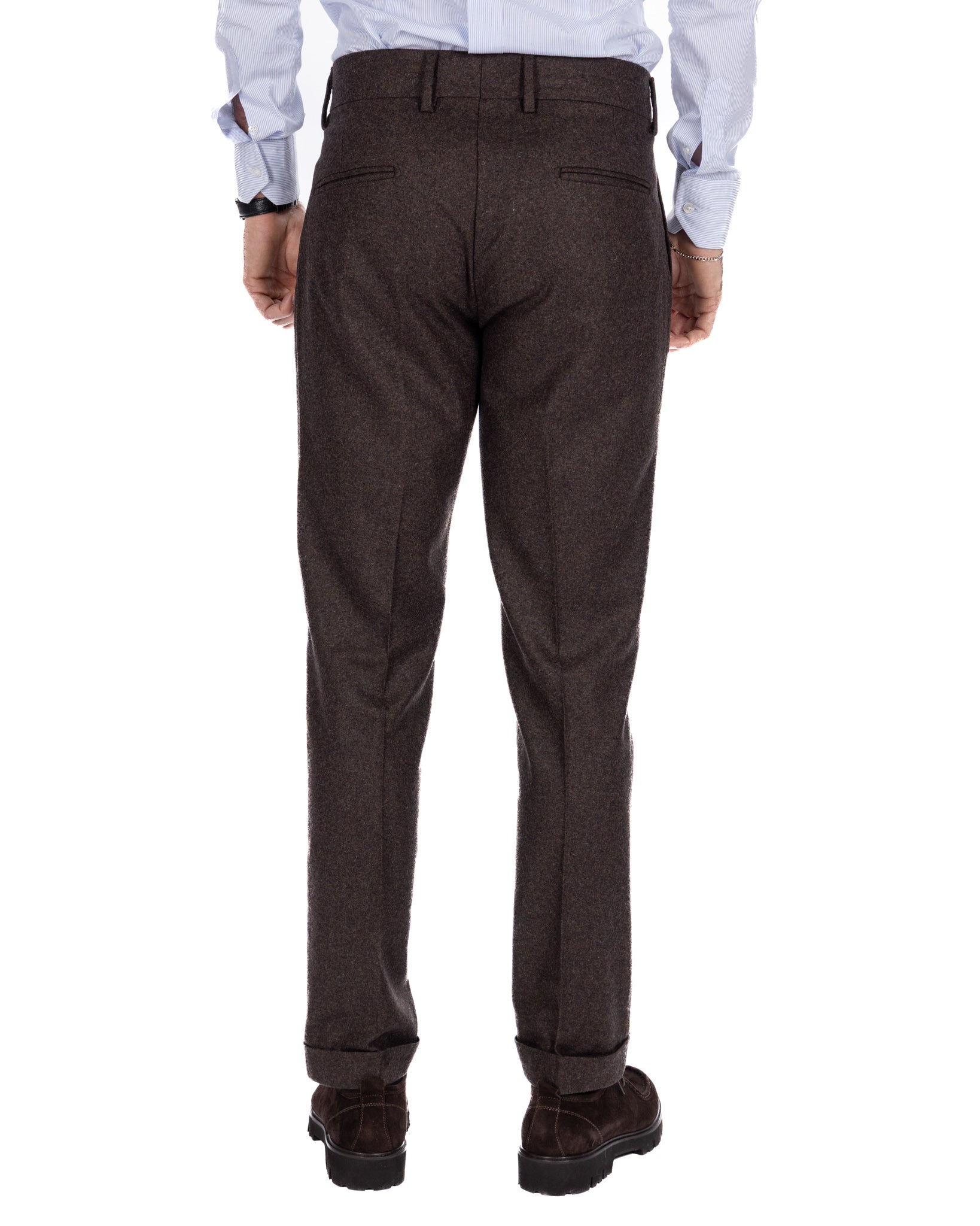 Pantalón Canon de franela marrón oscuro