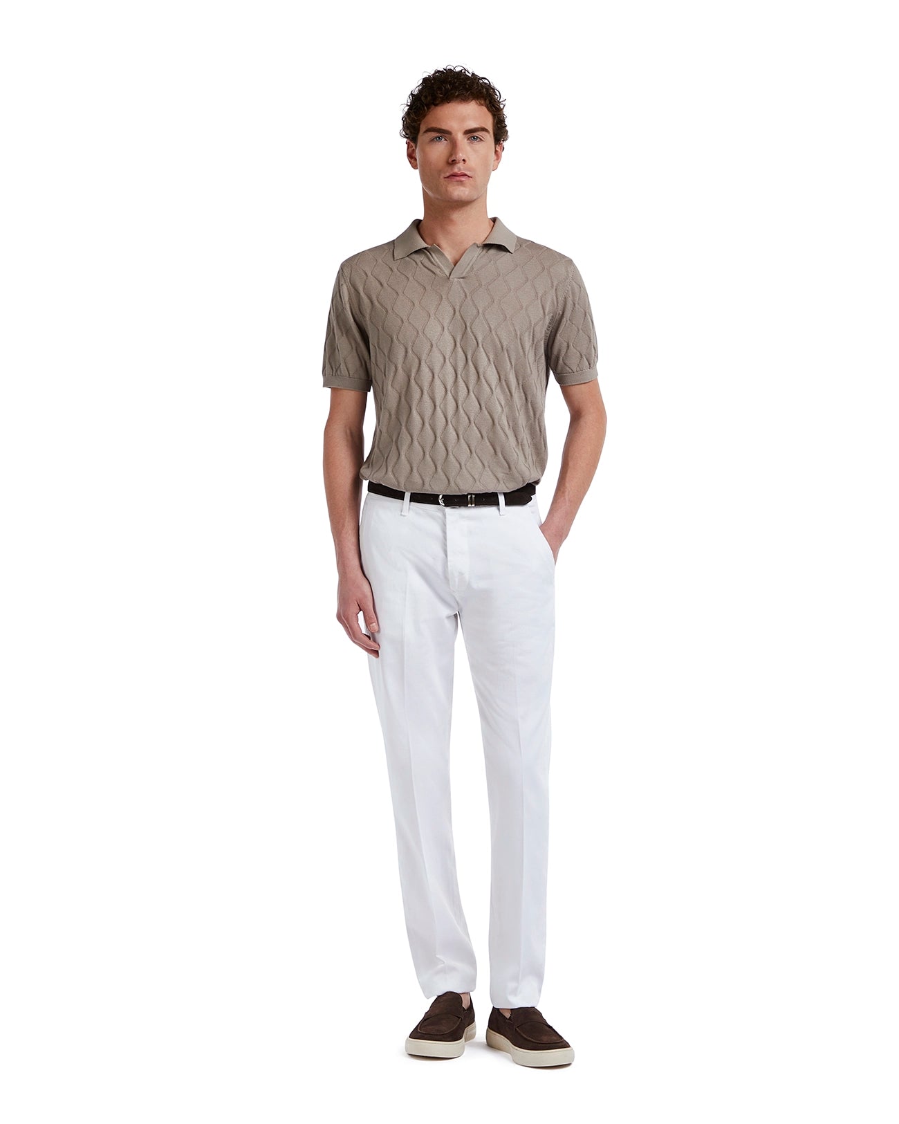 Polo Peter de punto beige con ondas