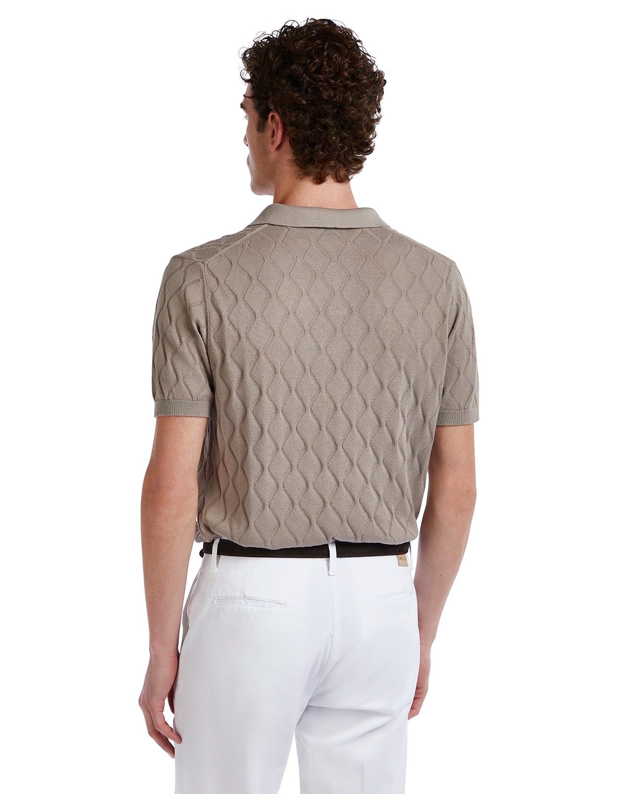 Polo Peter de punto beige con ondas