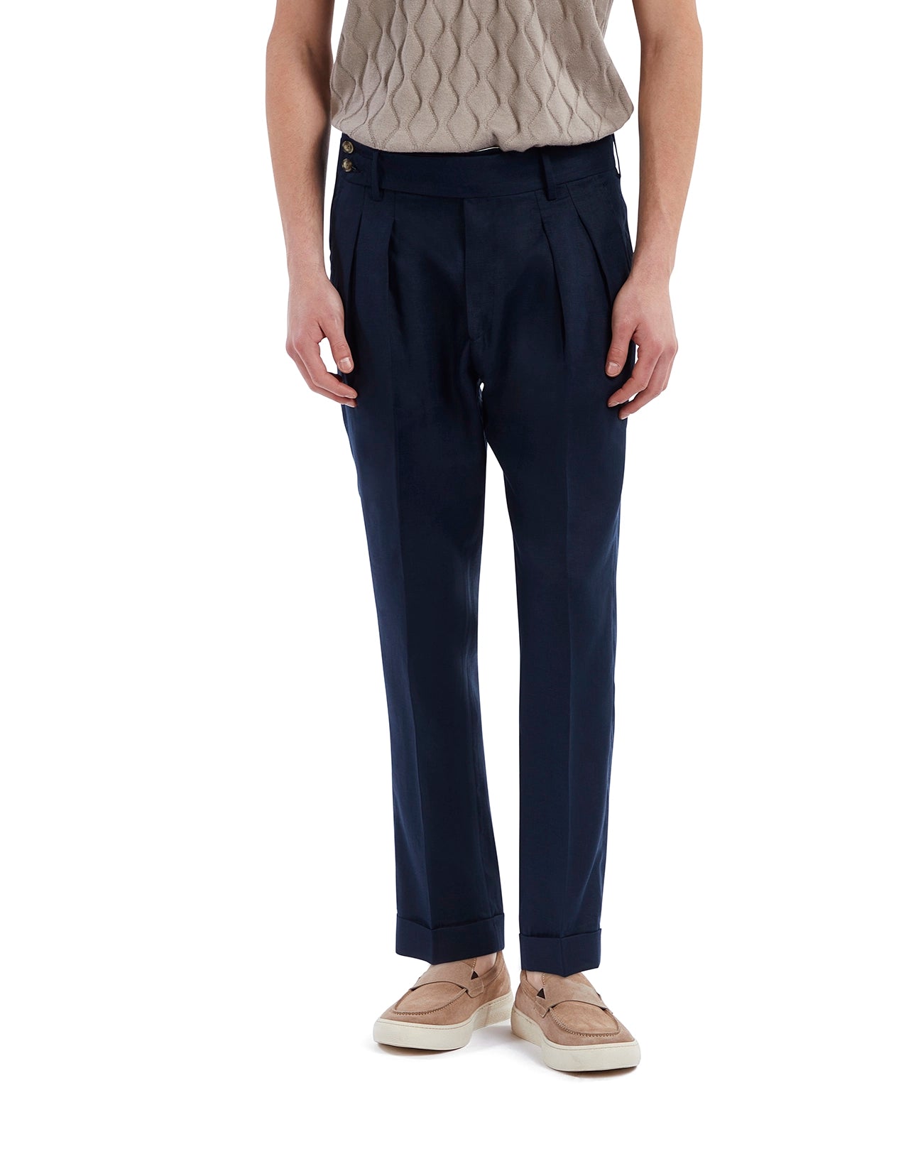 Pantalones Cargese de lino puro azul