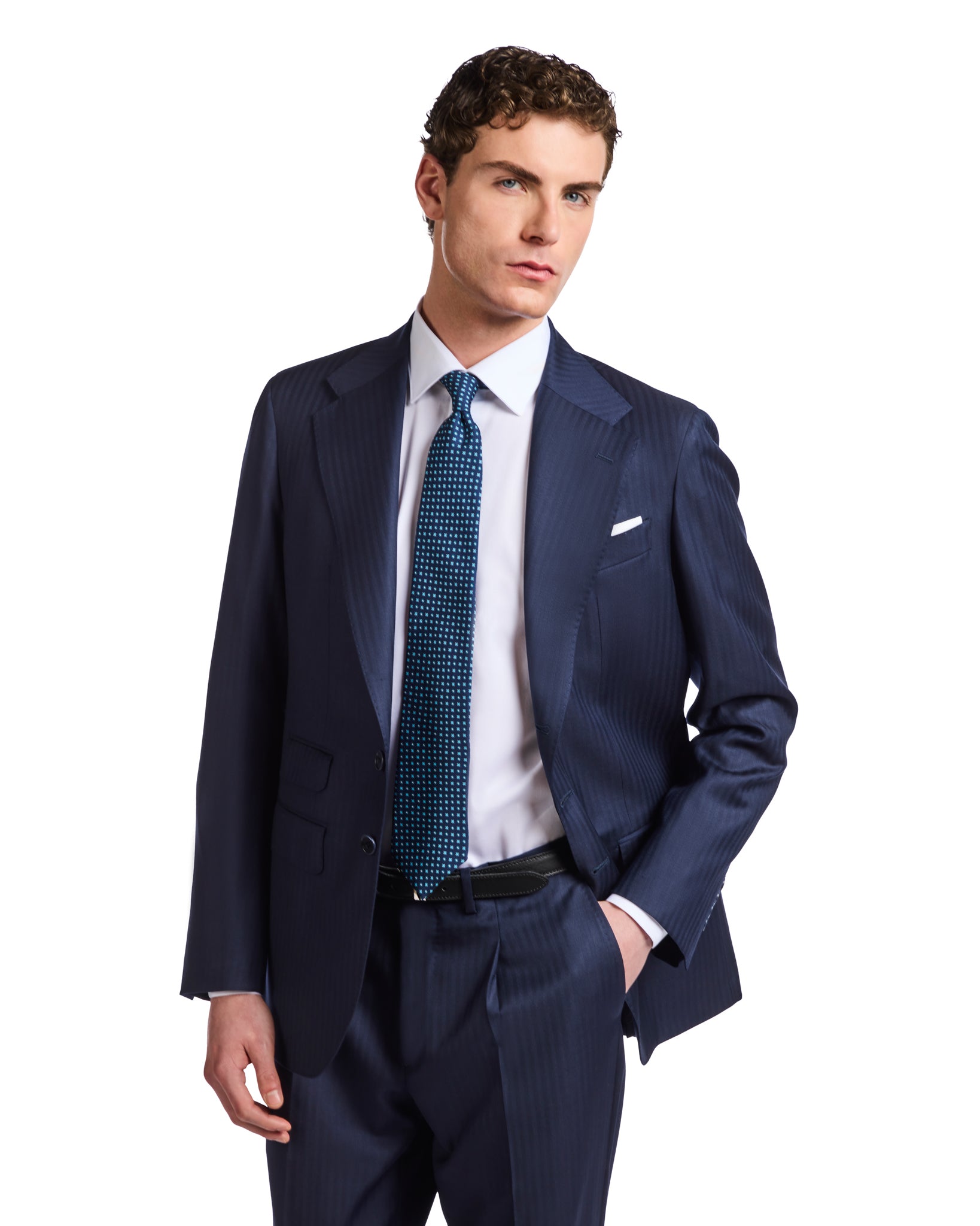 Traje Perennial Vitale Barberis Canonico espiga azul