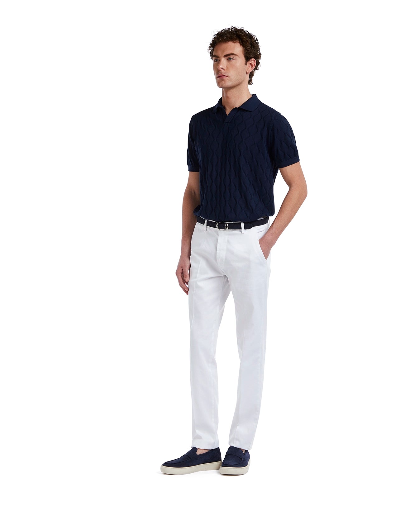 Polo Peter a onde in maglia blu