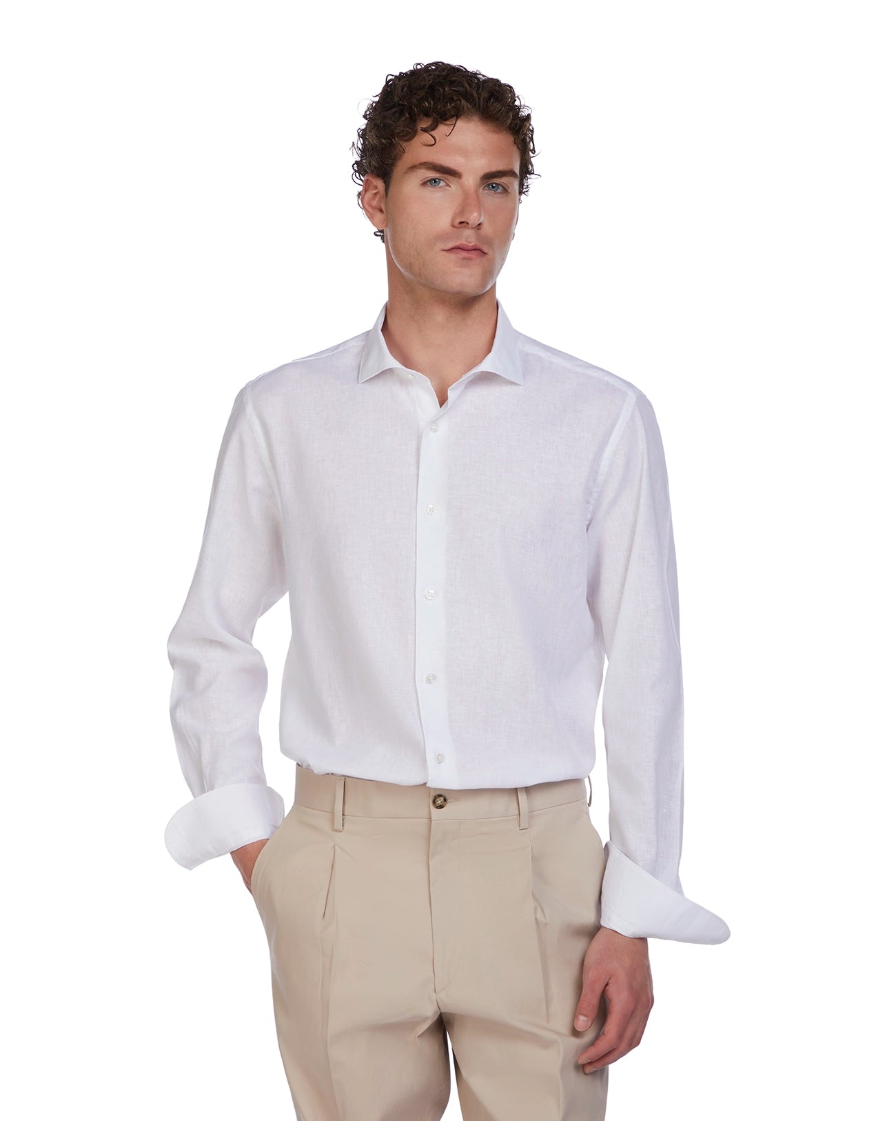 Rennes white linen and cotton shirt