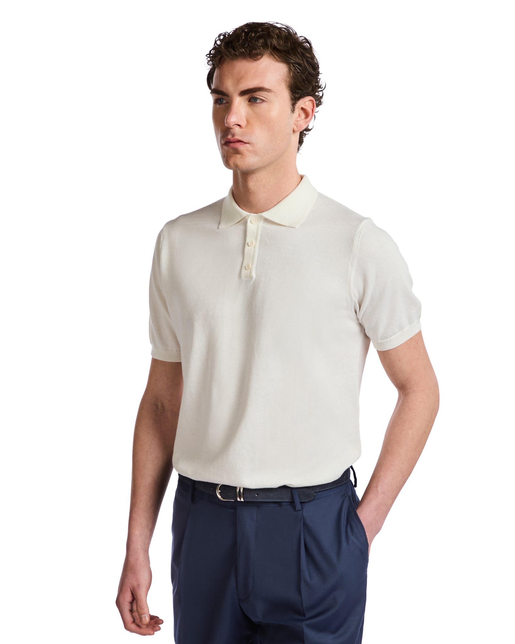 Polo Roger de punto color crema