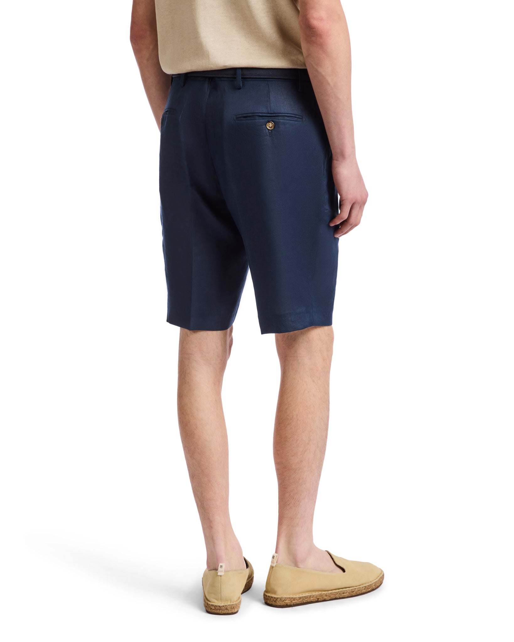 Bermudas Rowan de talle alto con pinzas azul