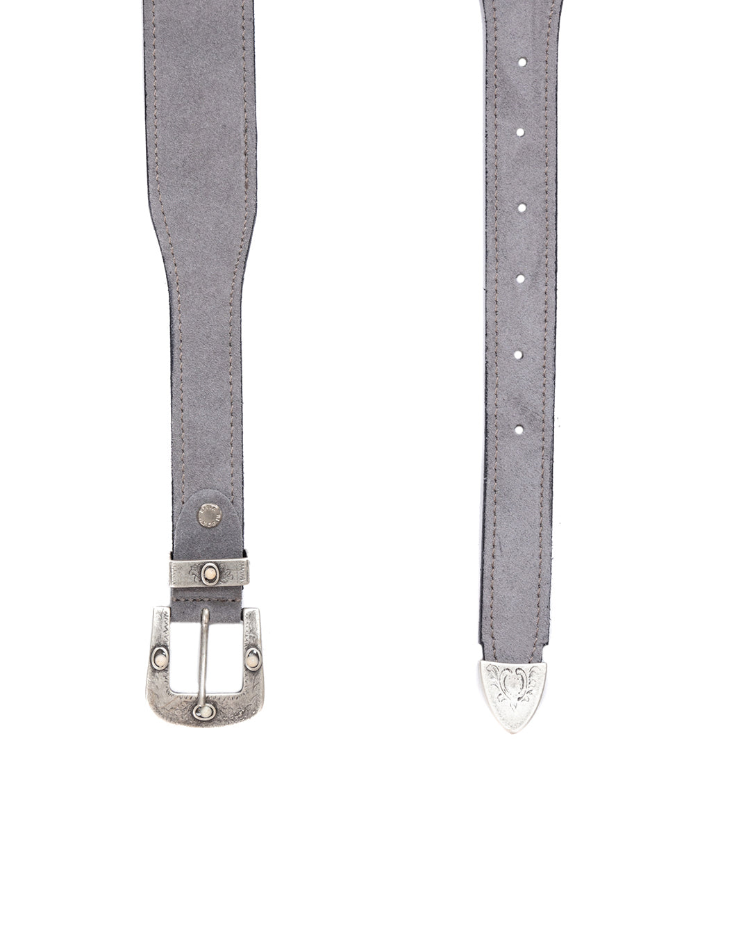 Quirico - cinturón joya gris de piel de ante