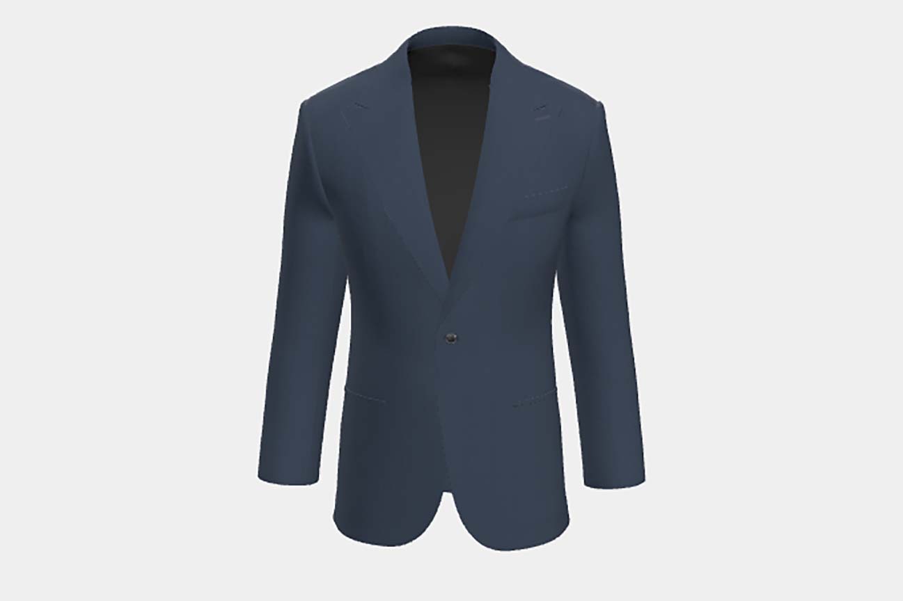 Giacca su misura lana solaro 130s blu Caccioppoli