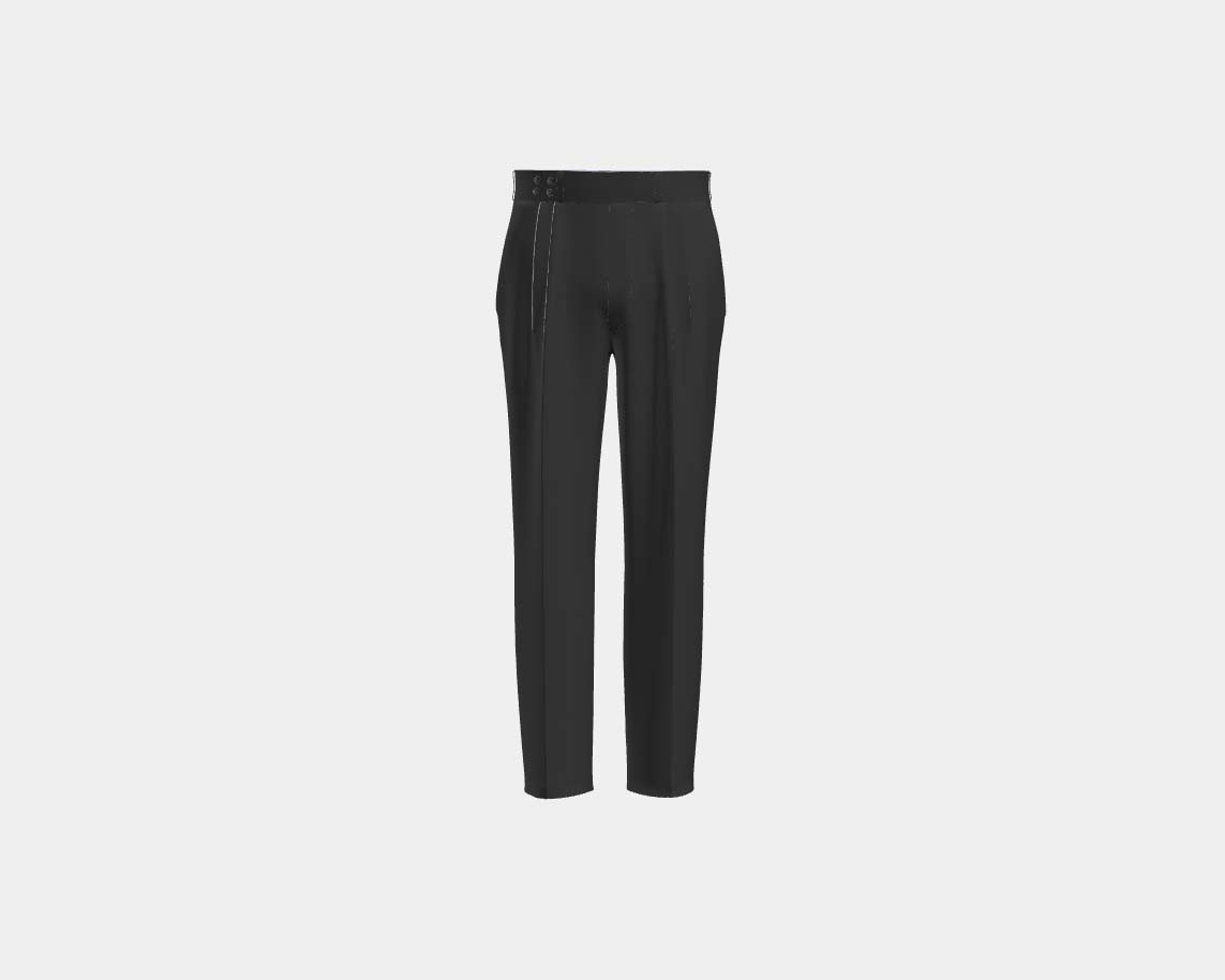 Black 130s wool tailored trousers with band Caccioppoli