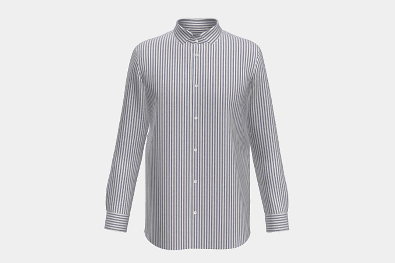 Blue linen and cotton tailored shirt