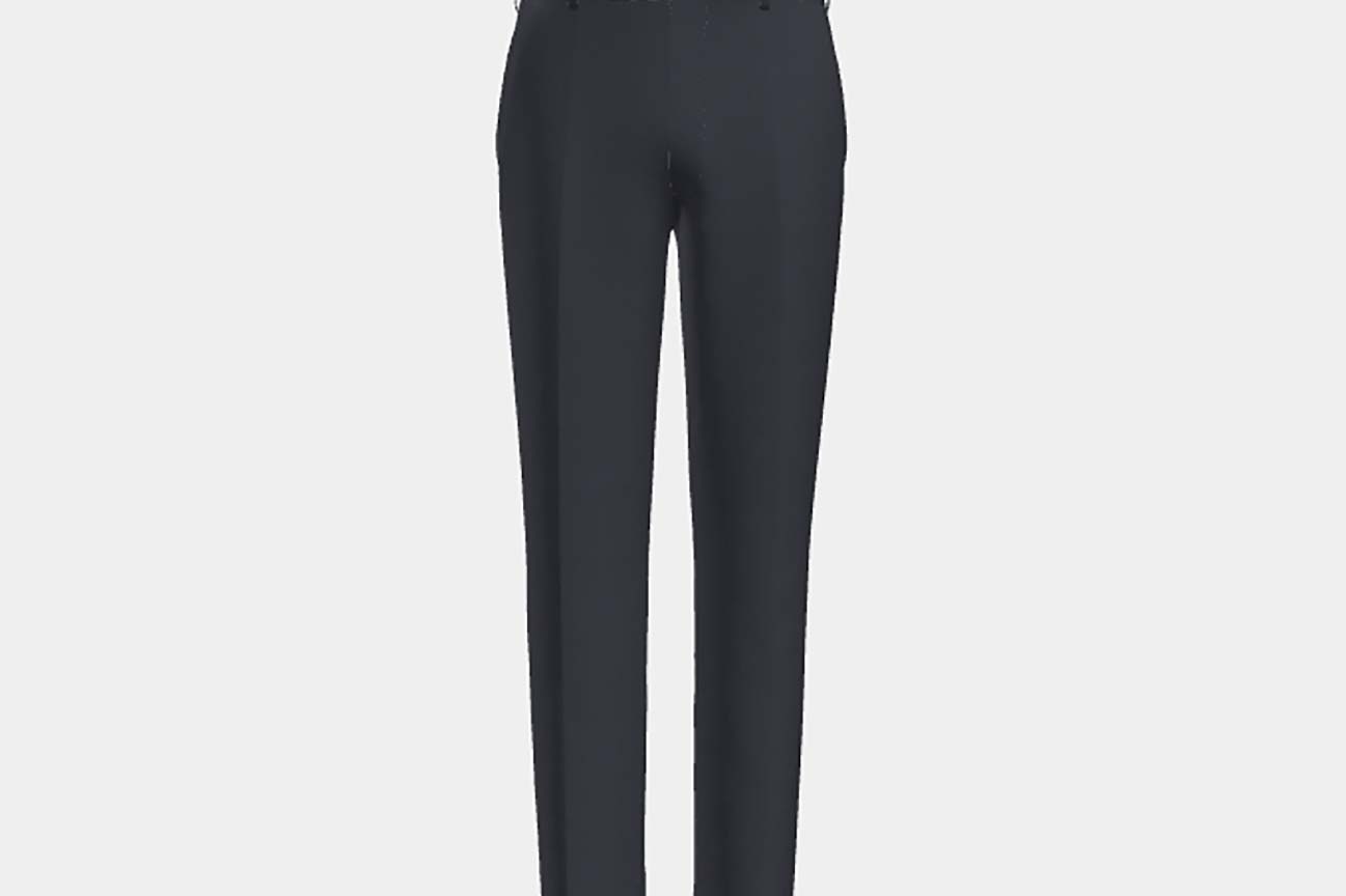 Tailored blue herringbone wool 130s trousers Caccioppoli