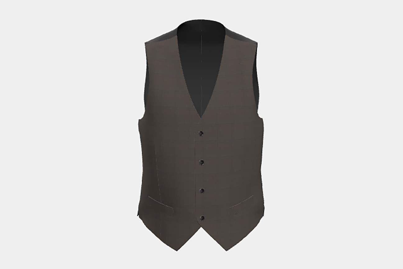 Gilet su misura lana 130s principe di galles marrone Caccioppoli