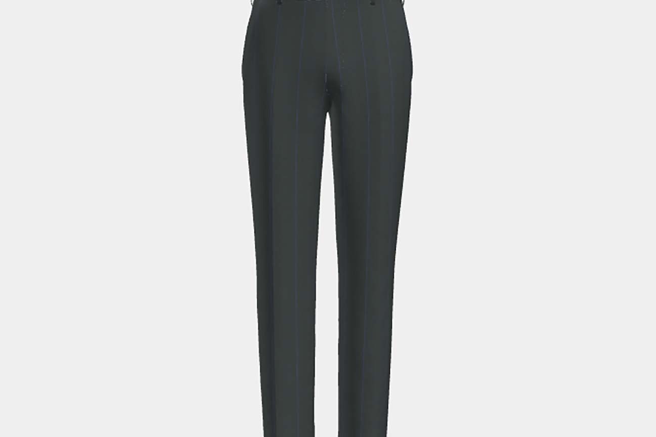 Made-to-measure 130s wool trousers in green pinstripe Caccioppoli