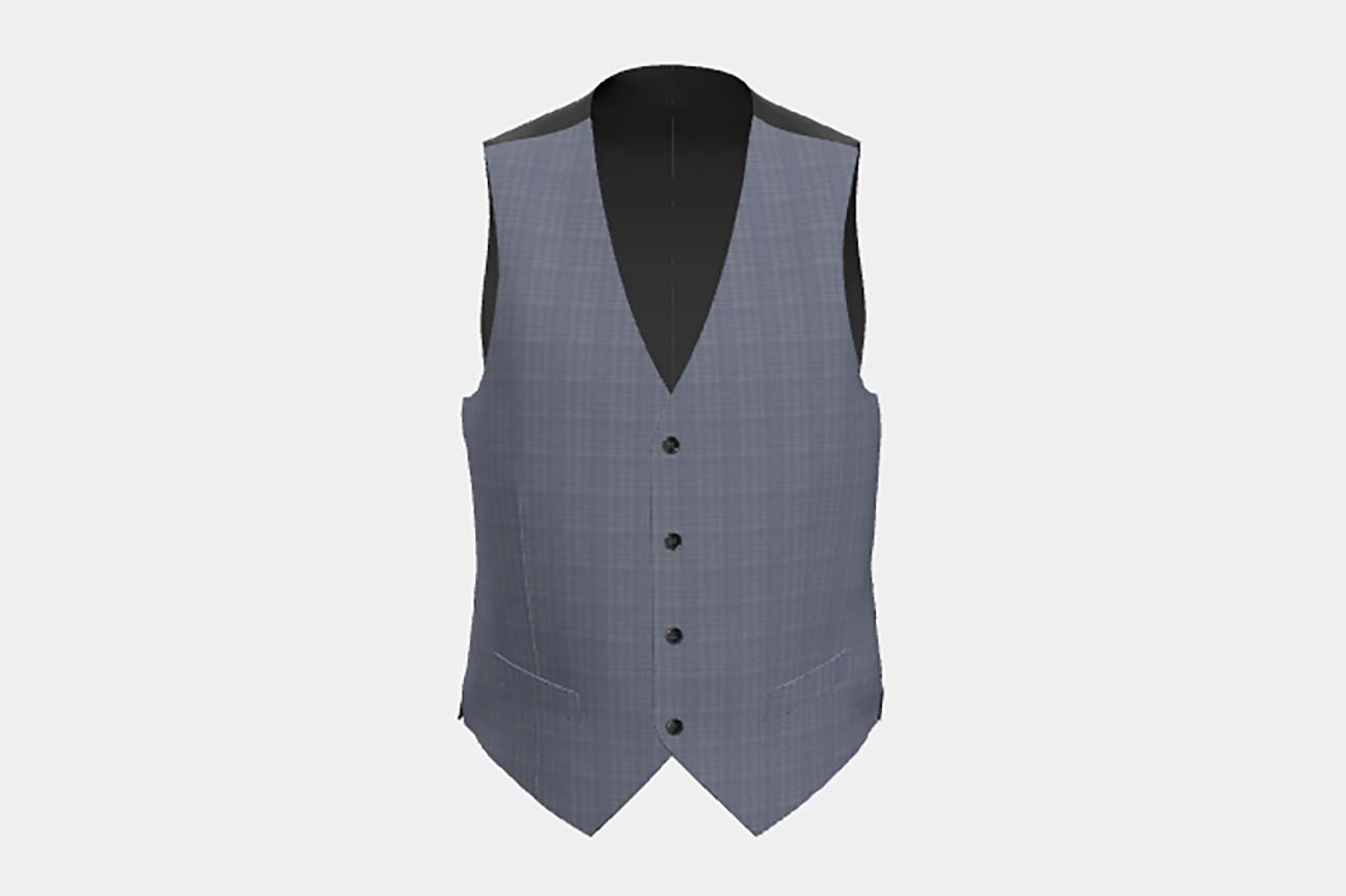 Gilet su misura lana e seta 150s blu chiaro Caccioppoli
