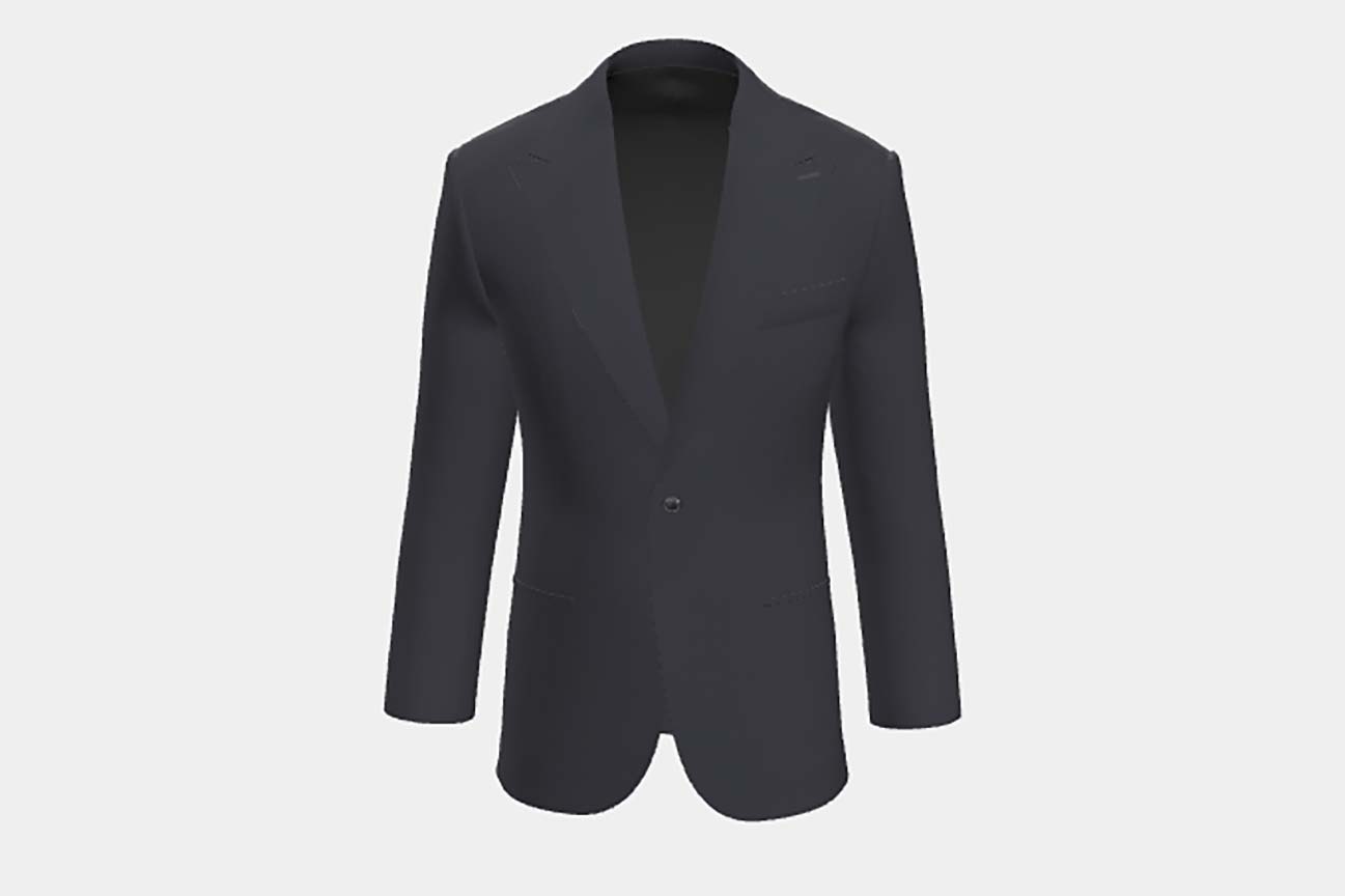 Giacca su misura lana e seta120s blu Canonico