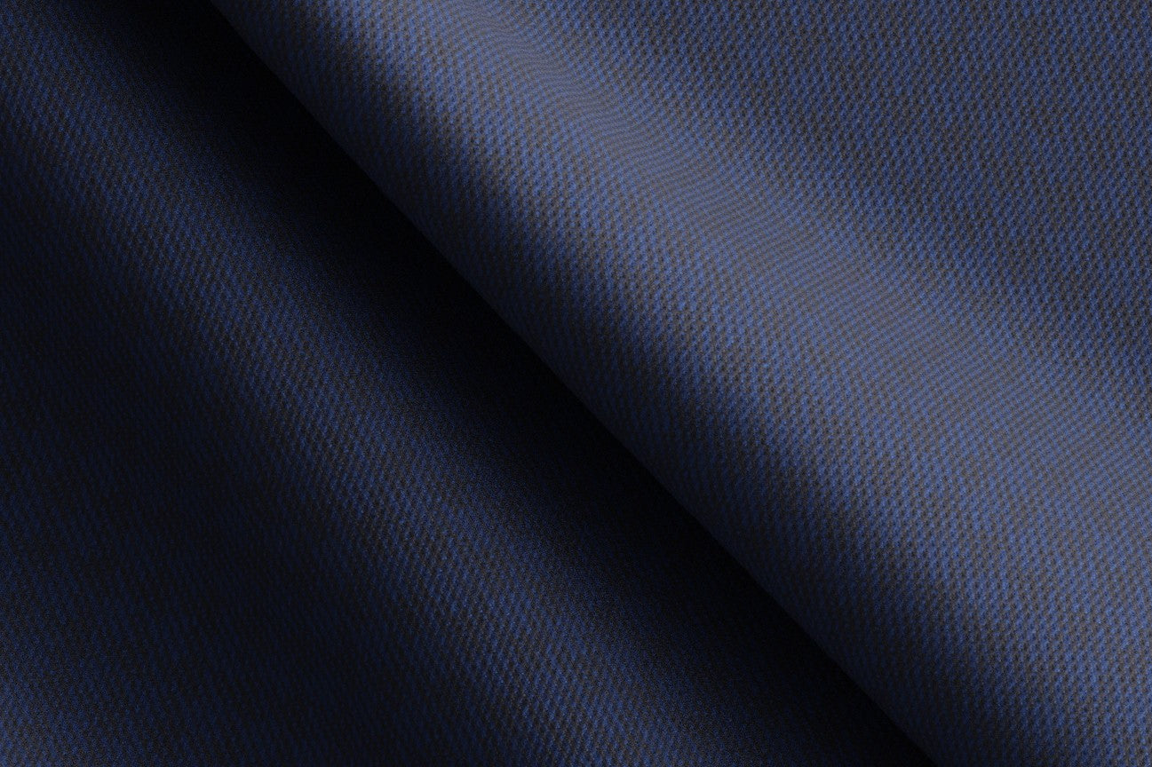 Blue houndstooth 130s wool tailored trousers with band Caccioppoli