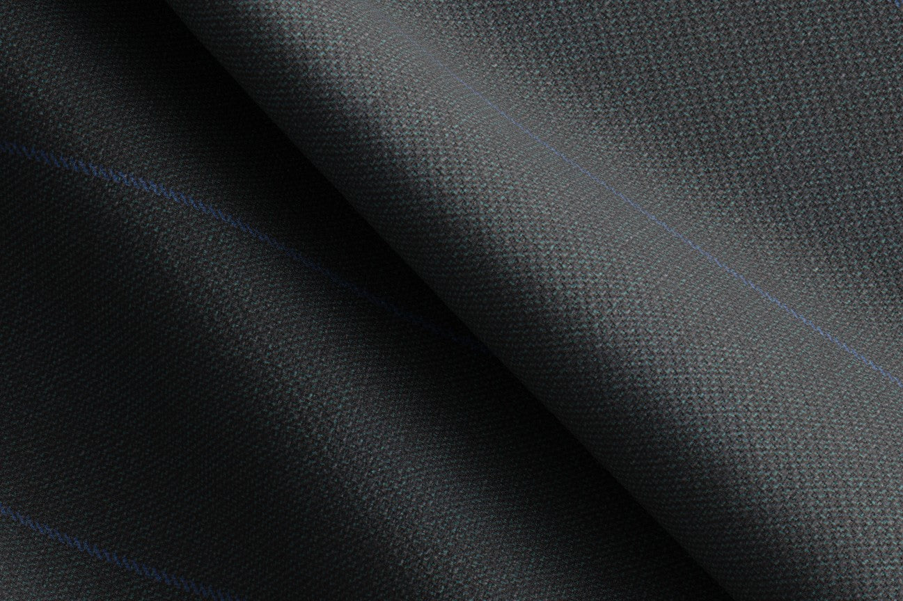 Made to measure 130s wool suit with green pinstripe Caccioppoli