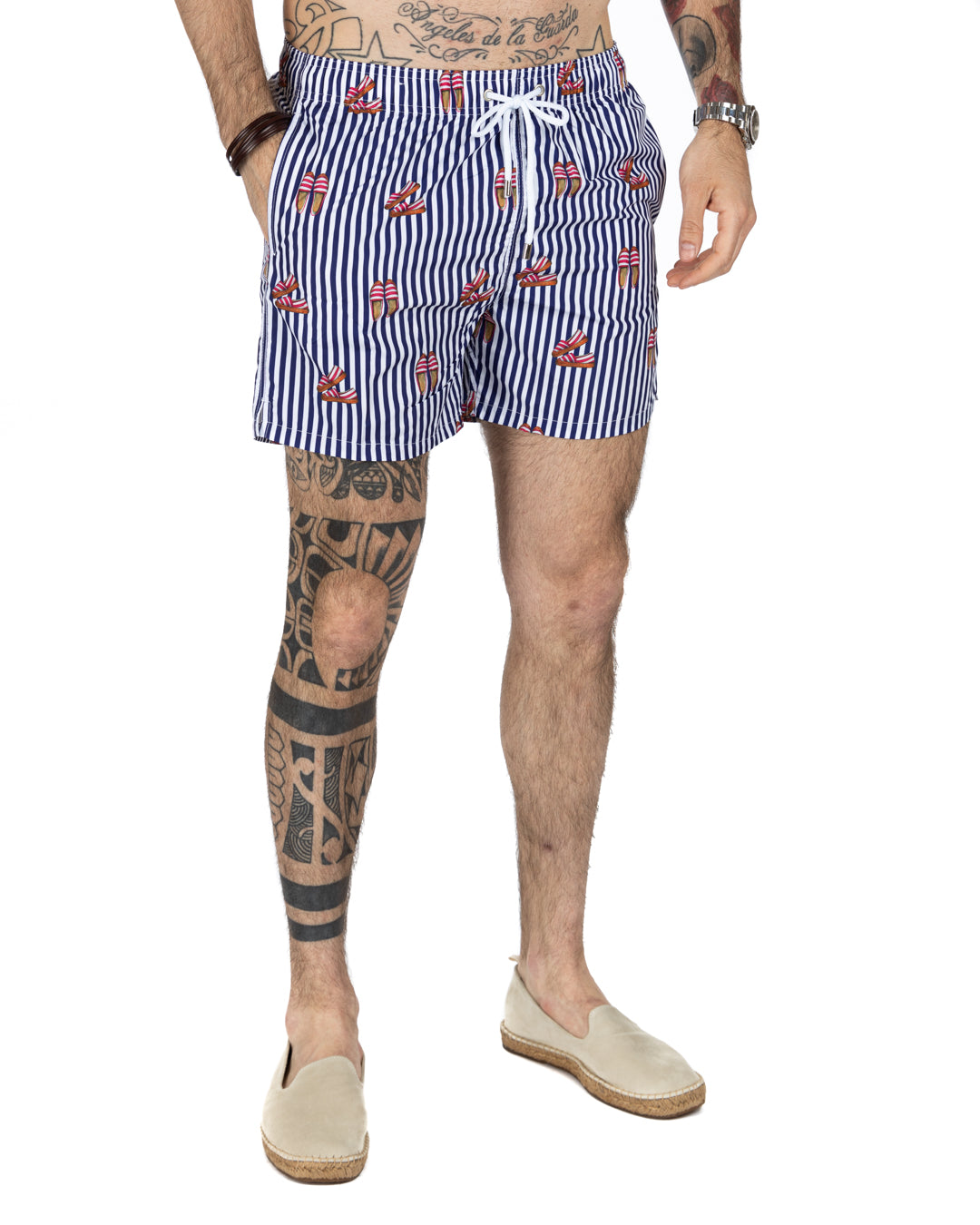 Swimsuit - Blue striped espadrilles pattern