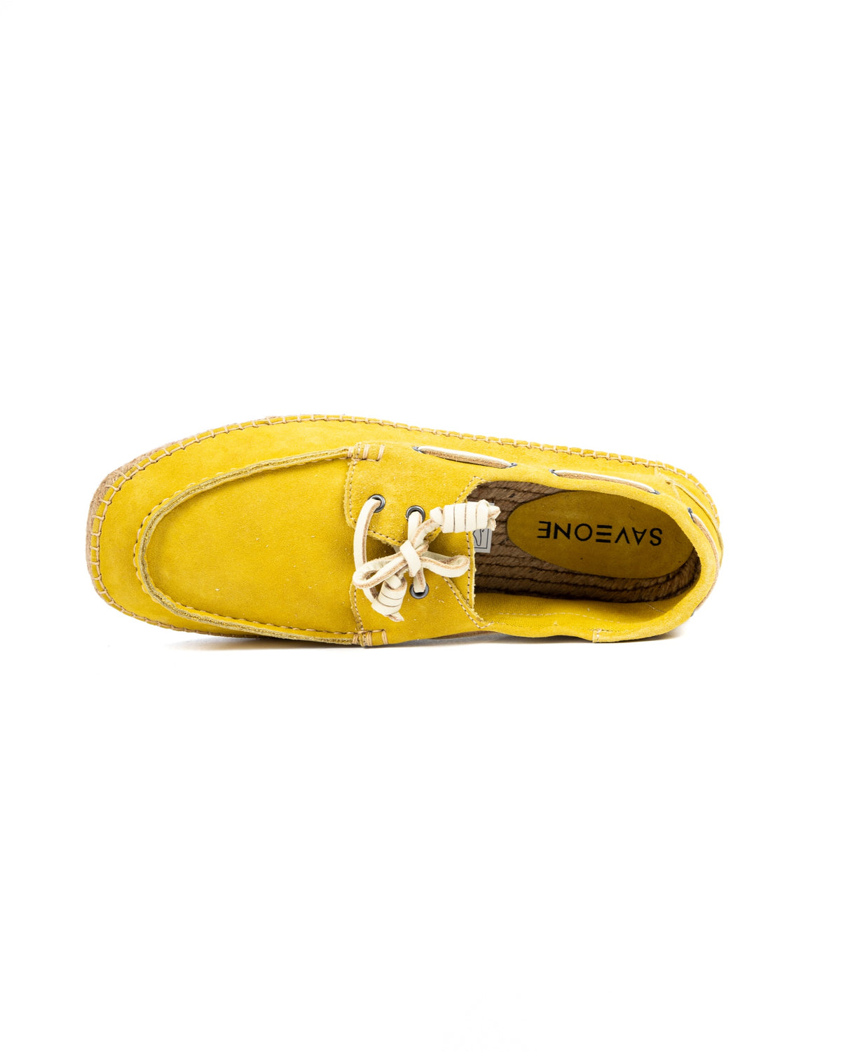 Pompeii - yellow suede boat with rope bottom