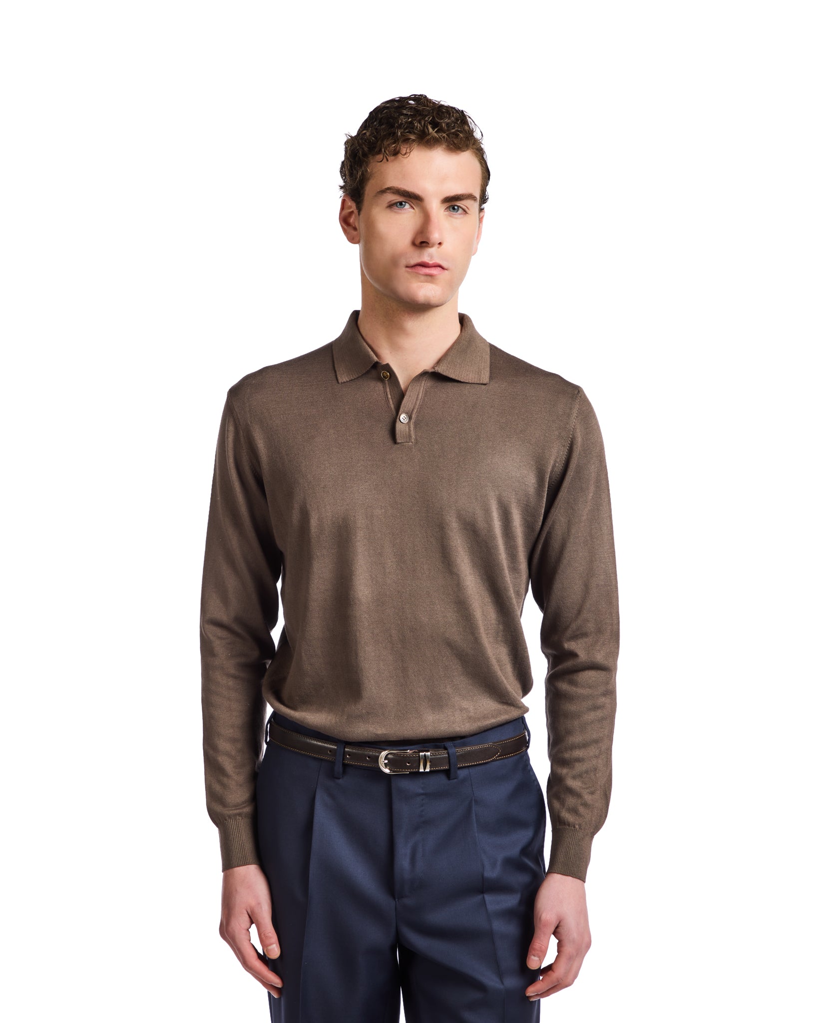 Andrey polo shirt in dark brown cotton