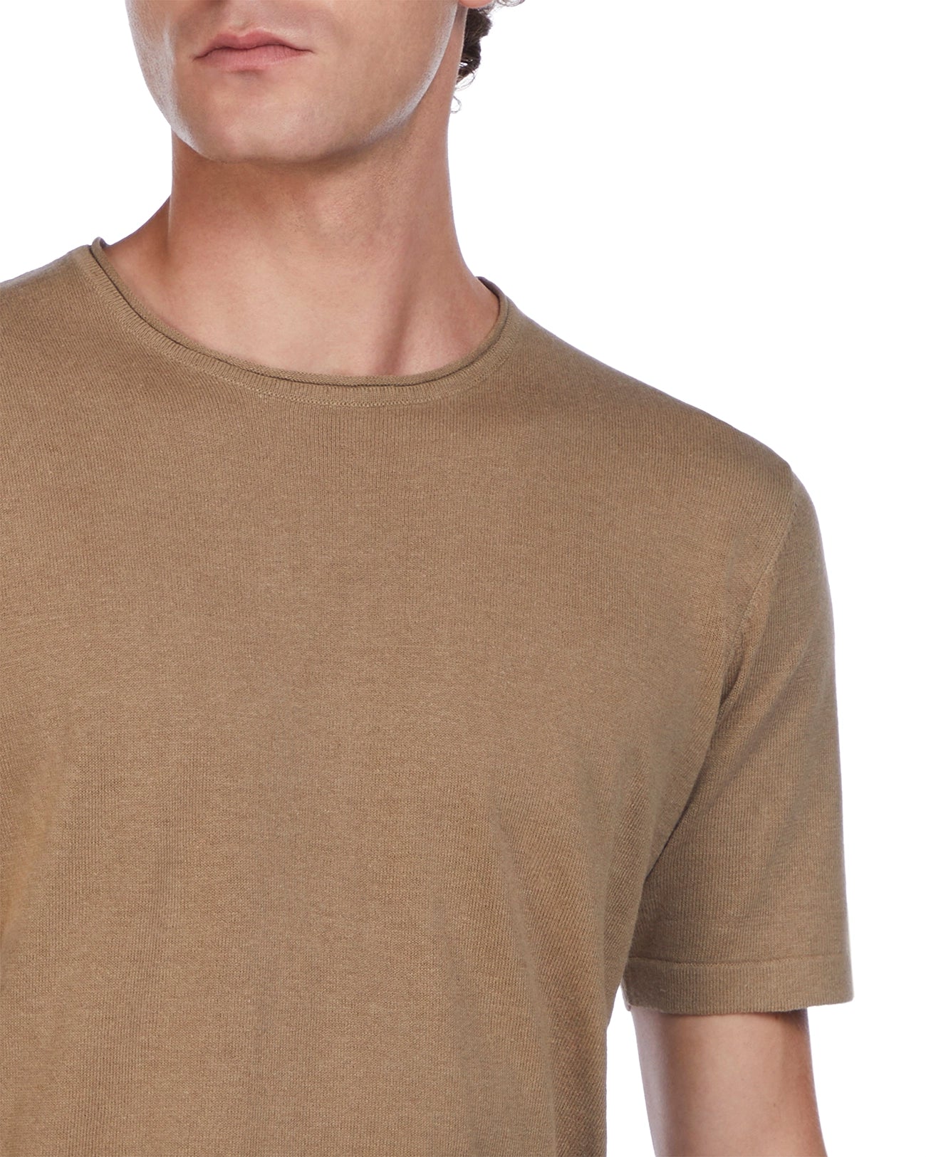 Azur T-shirt in linen and cotton mud