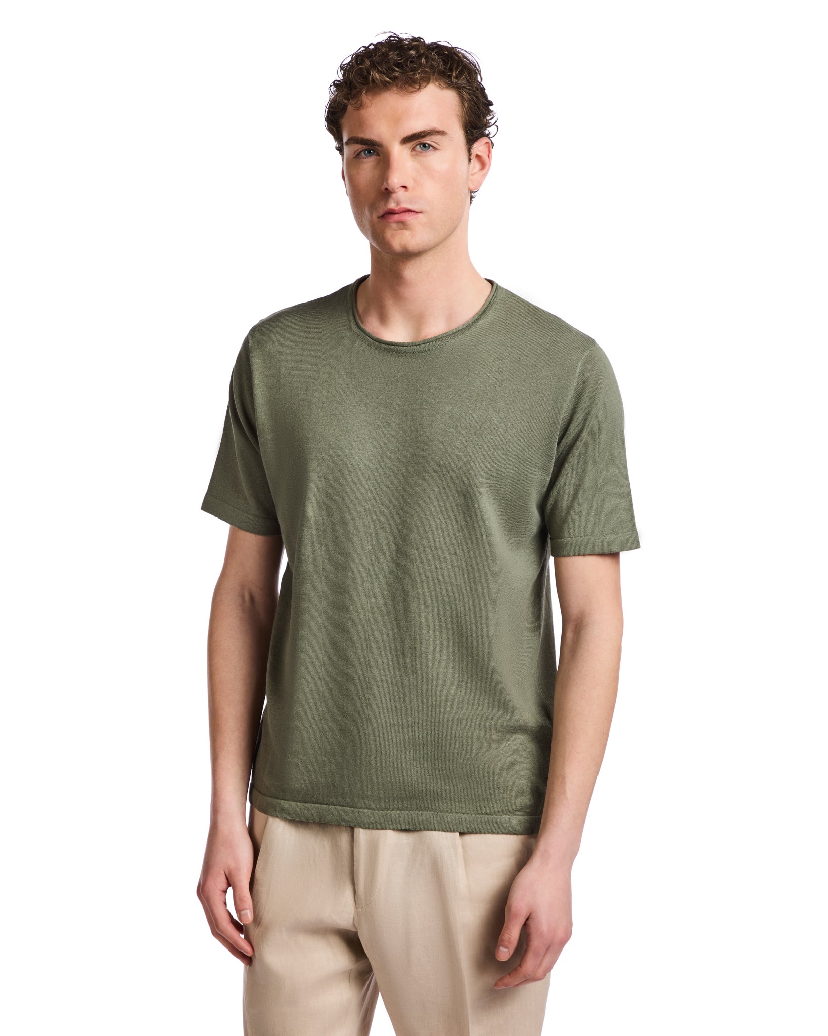 Camiseta Azur de lino y algodón militar