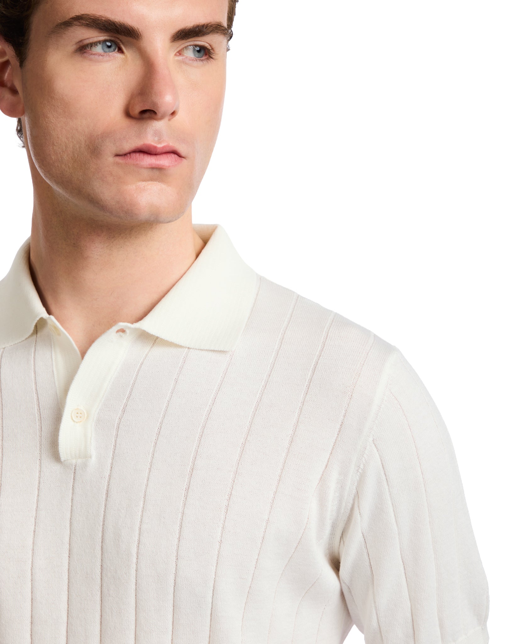 Polo Cameron en canalé blanco