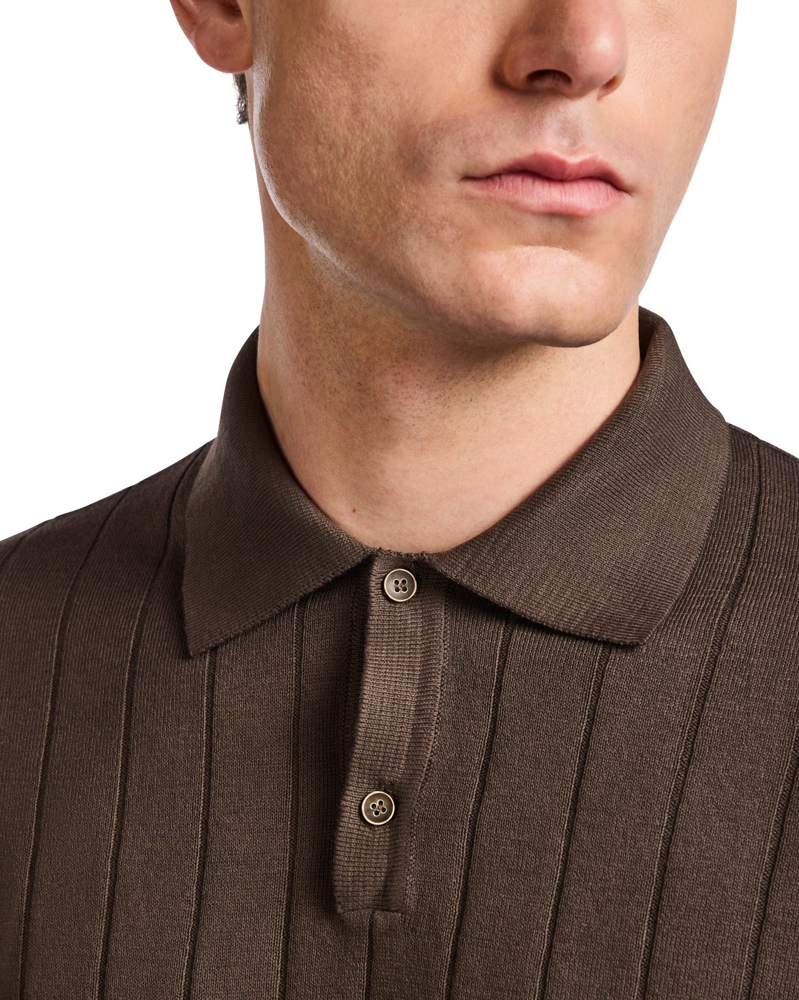Polo Cameron de canalé marrón oscuro