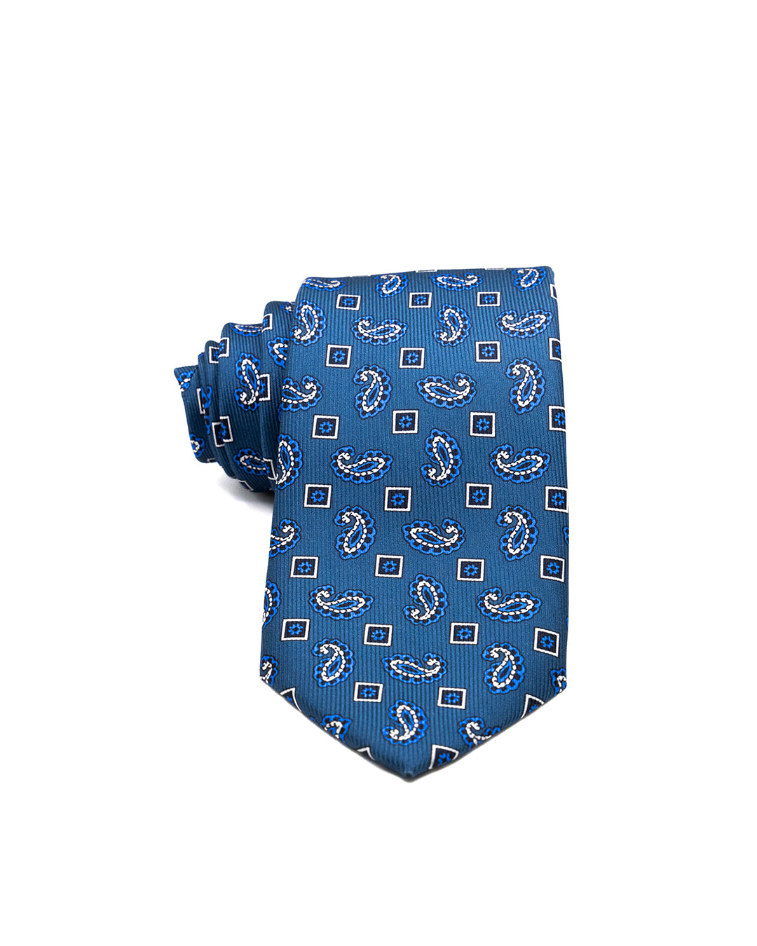 Corbata - de sarga de seda color petróleo con estampado de cachemira