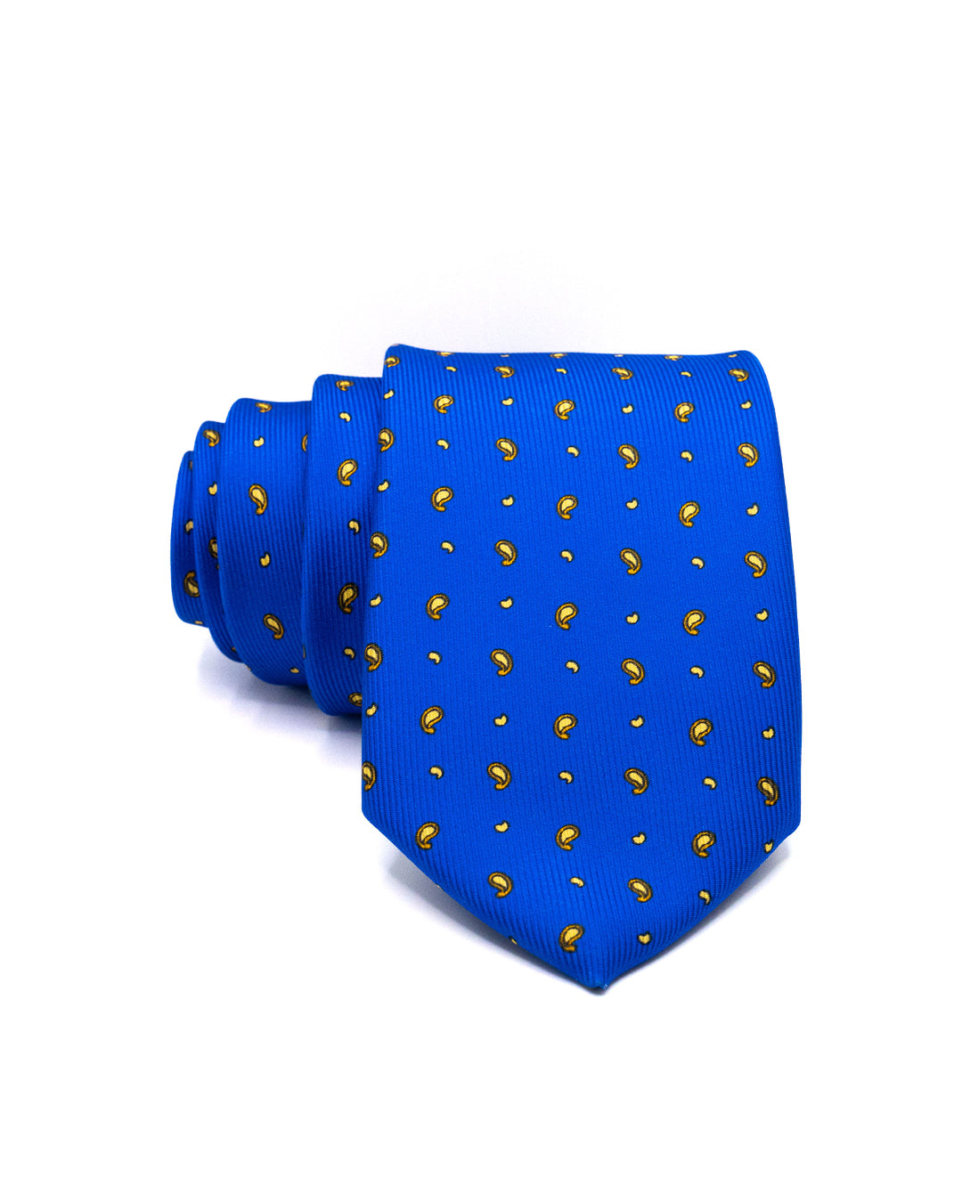 Corbata - de sarga de seda royal con estampado cachemir amarillo