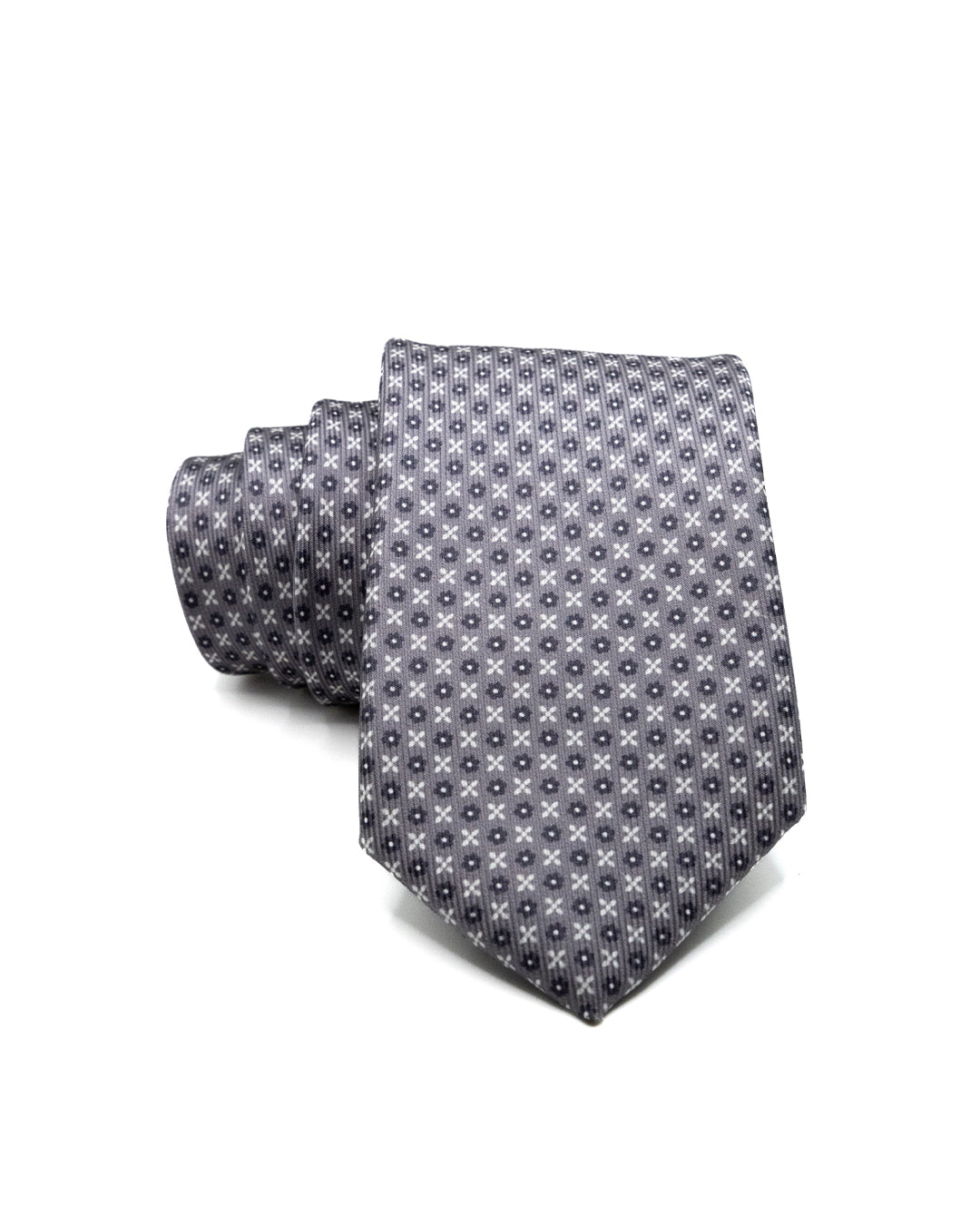 Corbata - de sarga de seda color antracita con estampado blanco