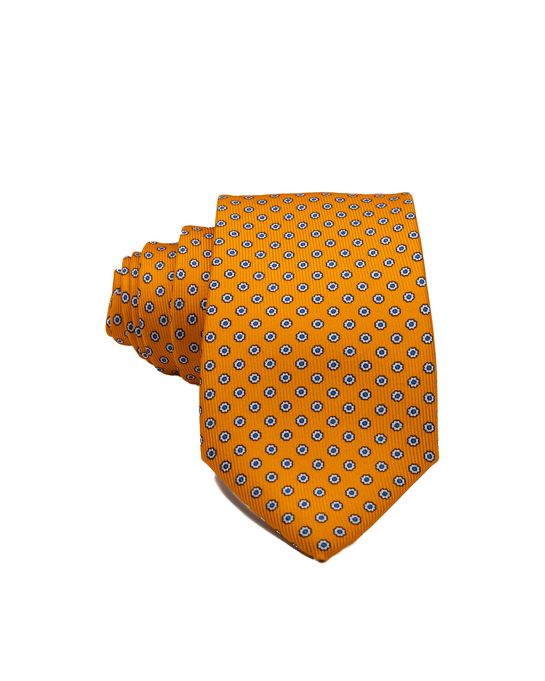 Corbata - de sarga de seda naranja con estampado floral