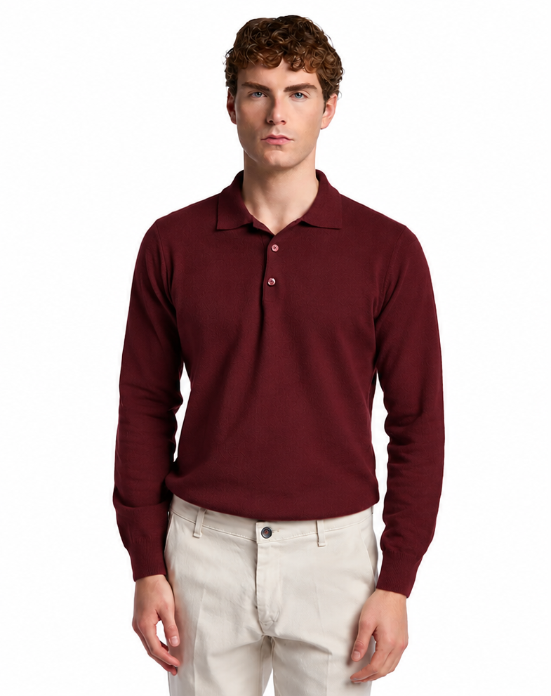 Tollegno bordeaux wool Rovigo polo shirt