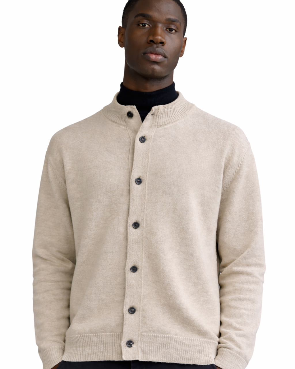 Chaqueta de punto Stromboli de lana y algodón beige